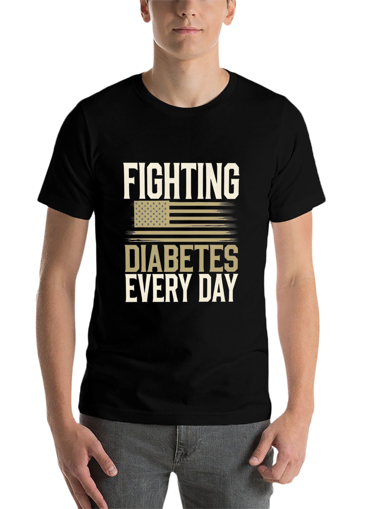 Black Fighting Diabetes T-Shirt view 7