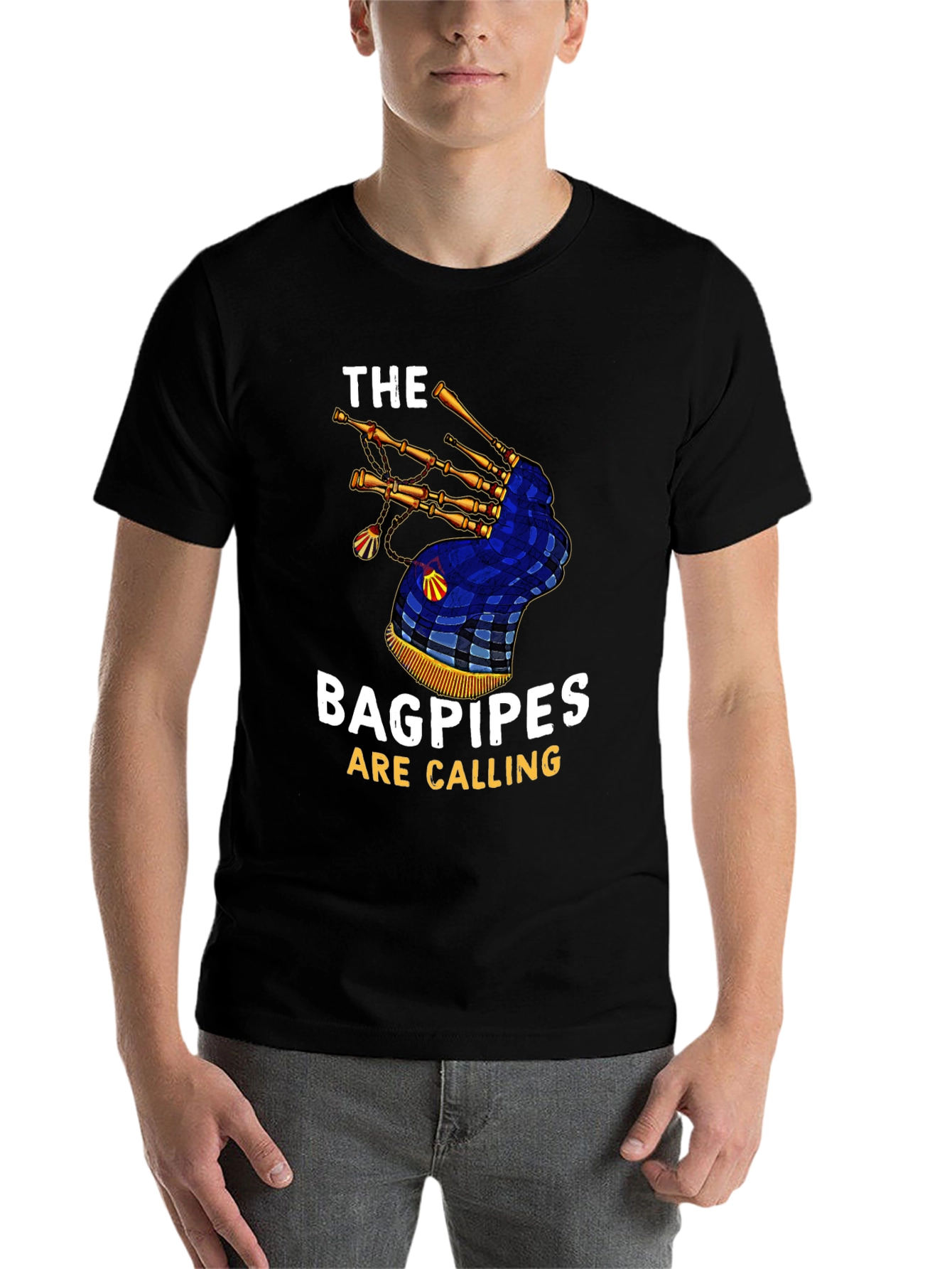 Black Bagpipes Are Calling Graphic T-Shirt view 7