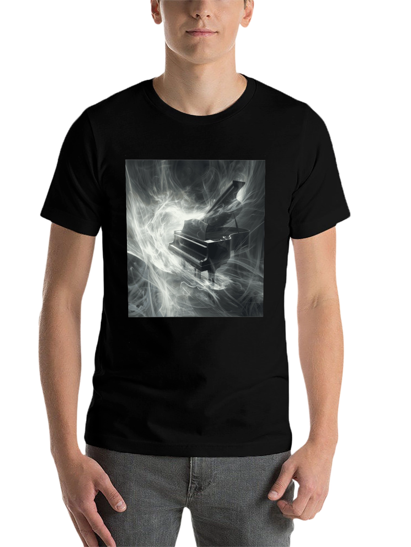 Black Piano Music T-Shirt - Artistic Black Tee view 7