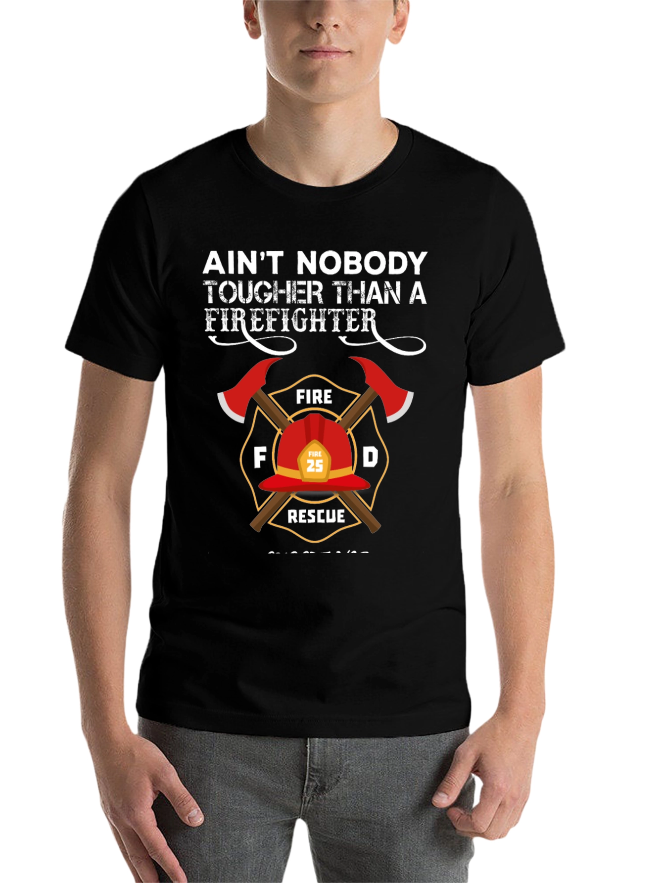 Black Firefighter T-Shirt - Tougher Than a Firefighter Tee view 7