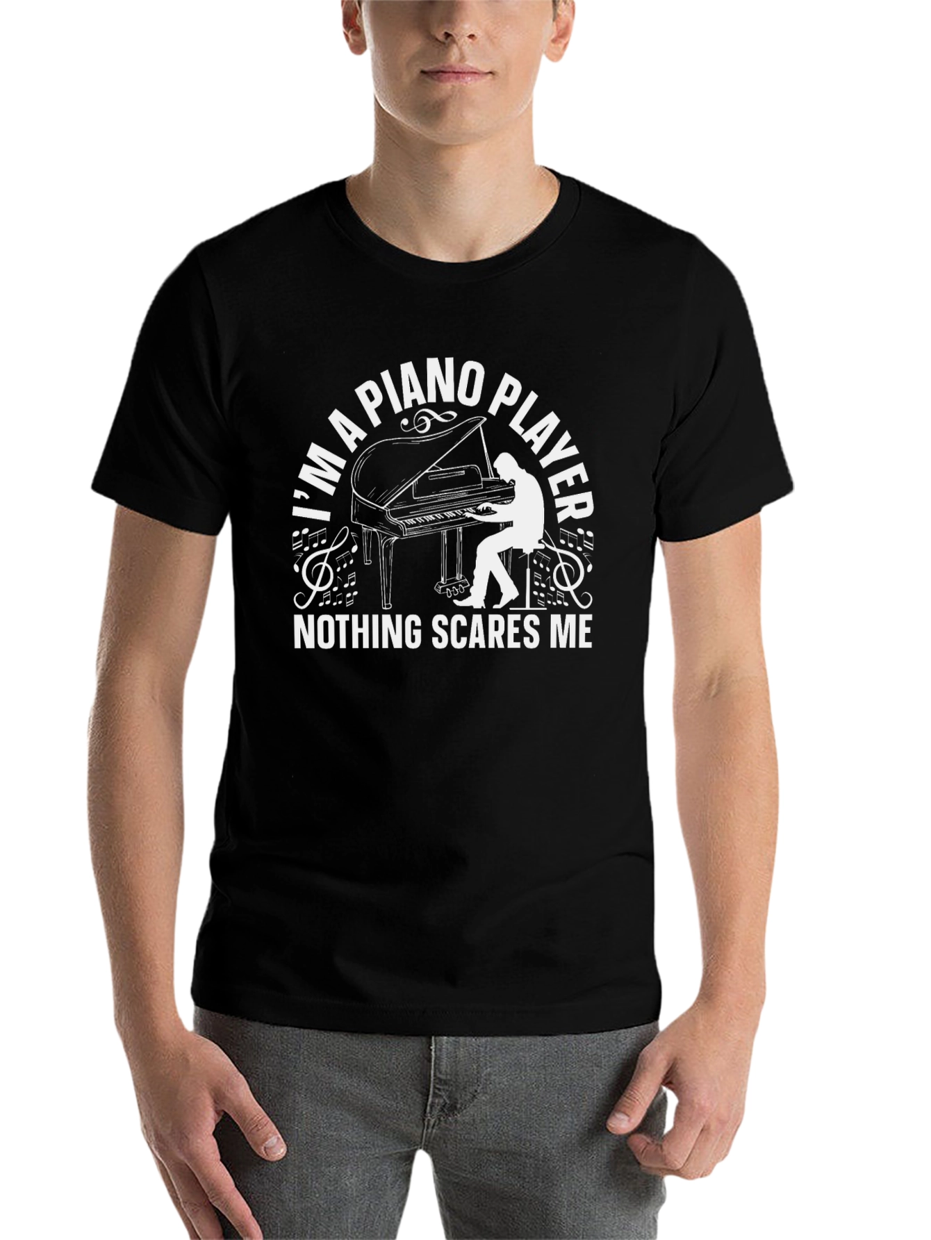 Black Piano Player T-Shirt - Nothing Scares Me! view 7