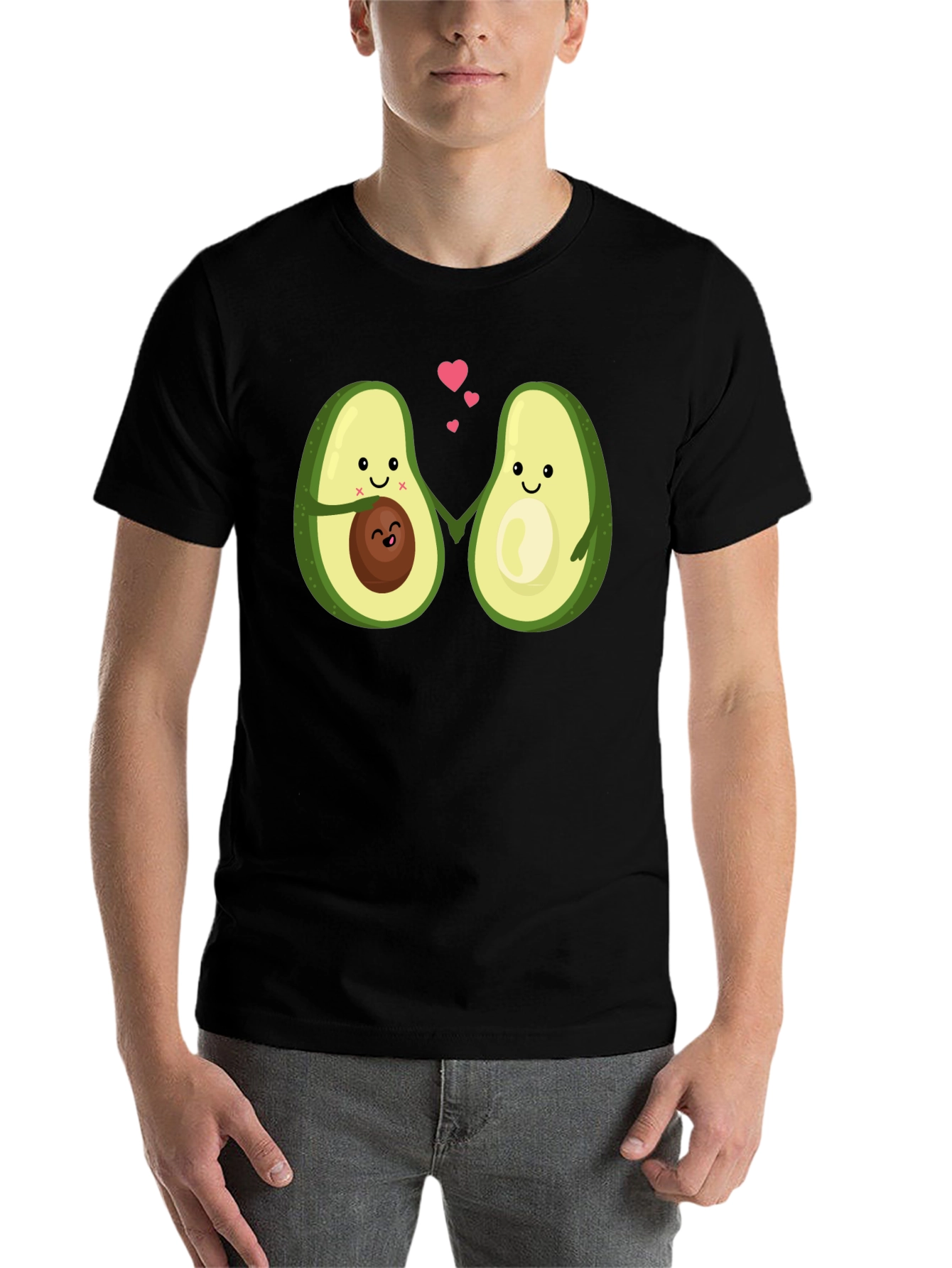 Black Cute Avocado Couple Black T-Shirt view 7