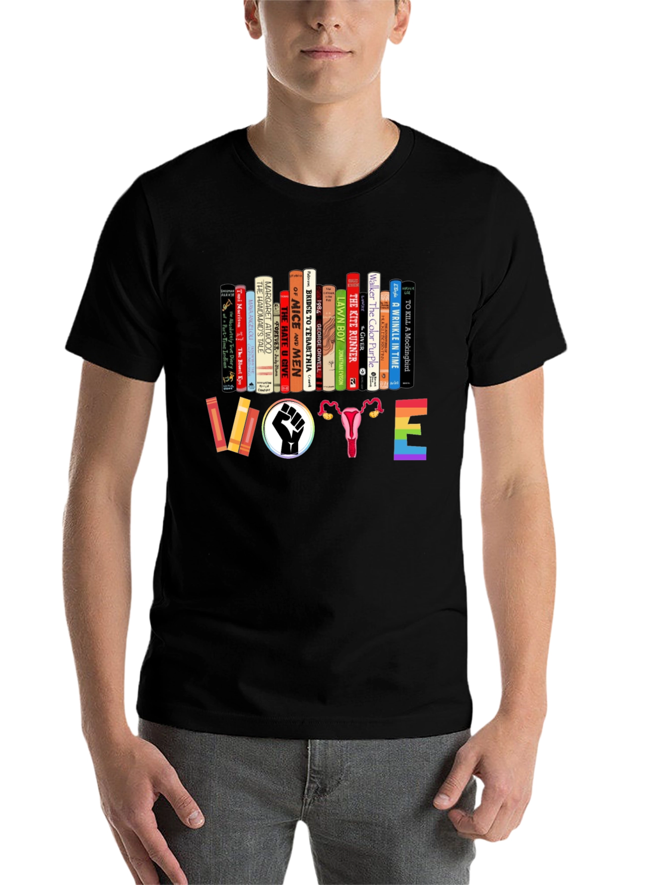 Black Feminist Book Lover Vote T-Shirt view 7