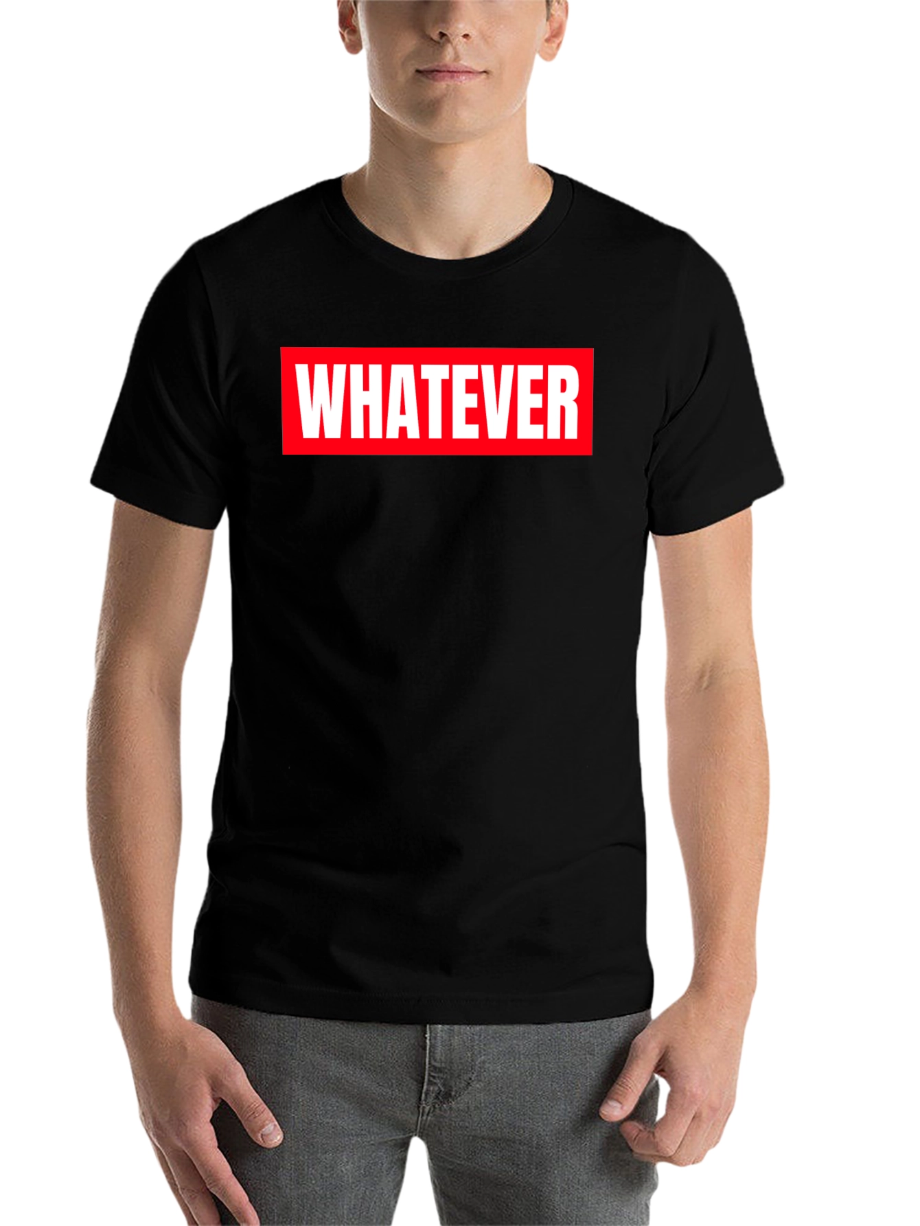 Black Whatever Graphic Tee - Black Casual T-Shirt view 7