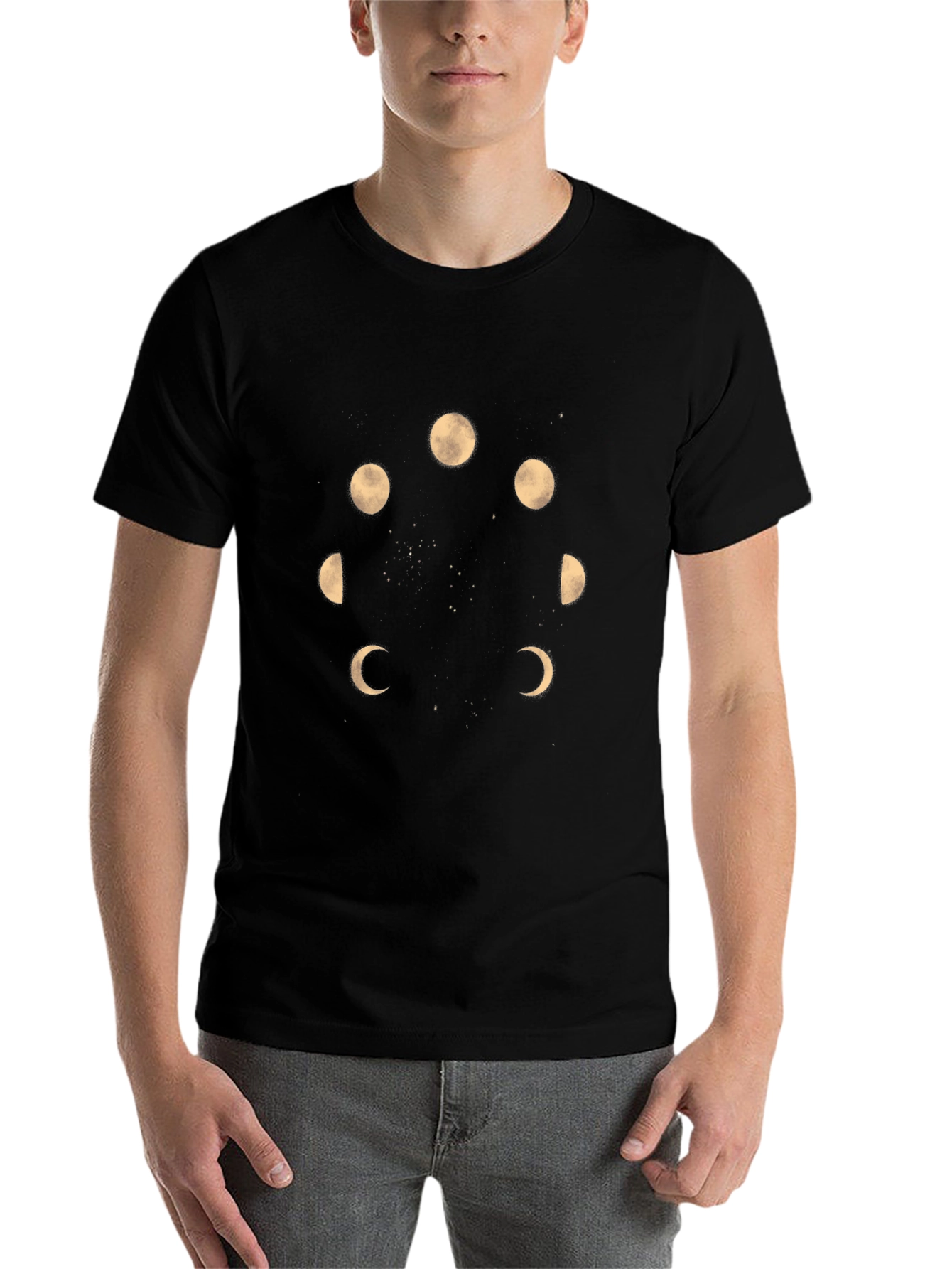Black Moon Phases Graphic Black T-Shirt view 7