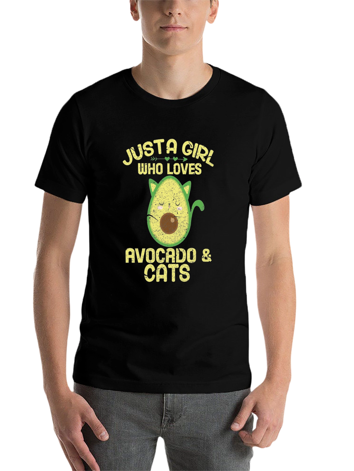 Black Avocado & Cats Graphic T-Shirt view 7