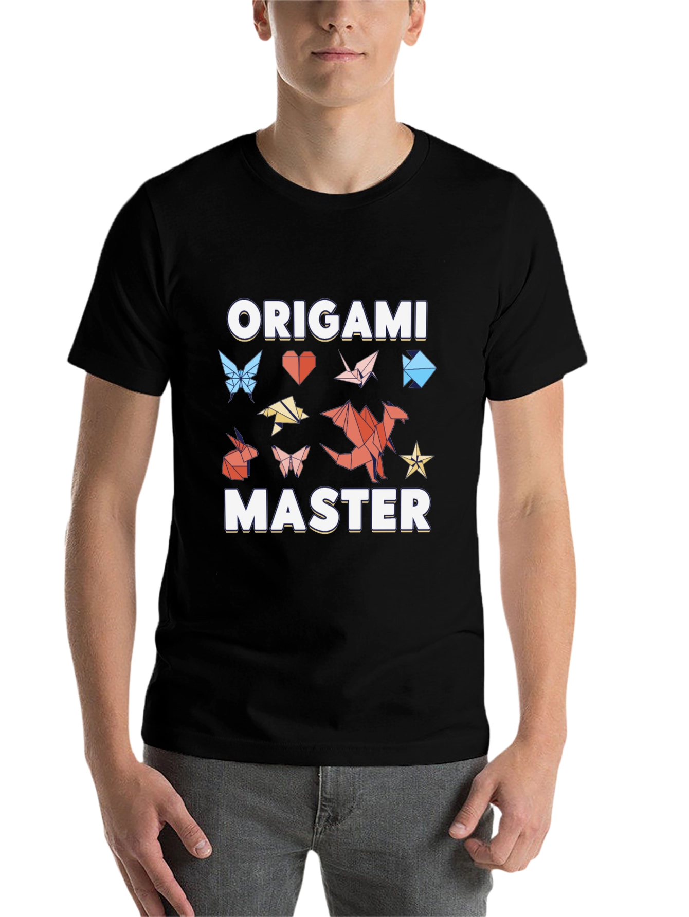 Black Origami Master T-Shirt - Unique Graphic Tee view 7