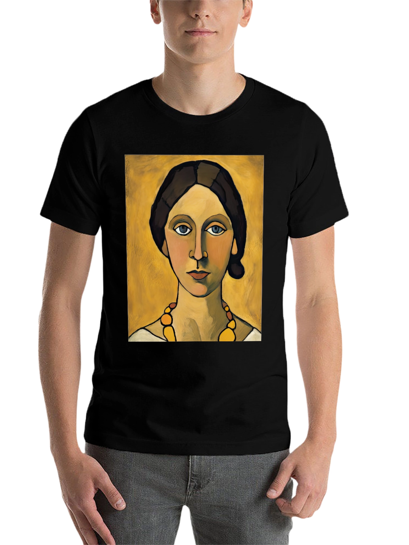 Black Woman with Necklace Portrait Graphic T-Shirt view 7