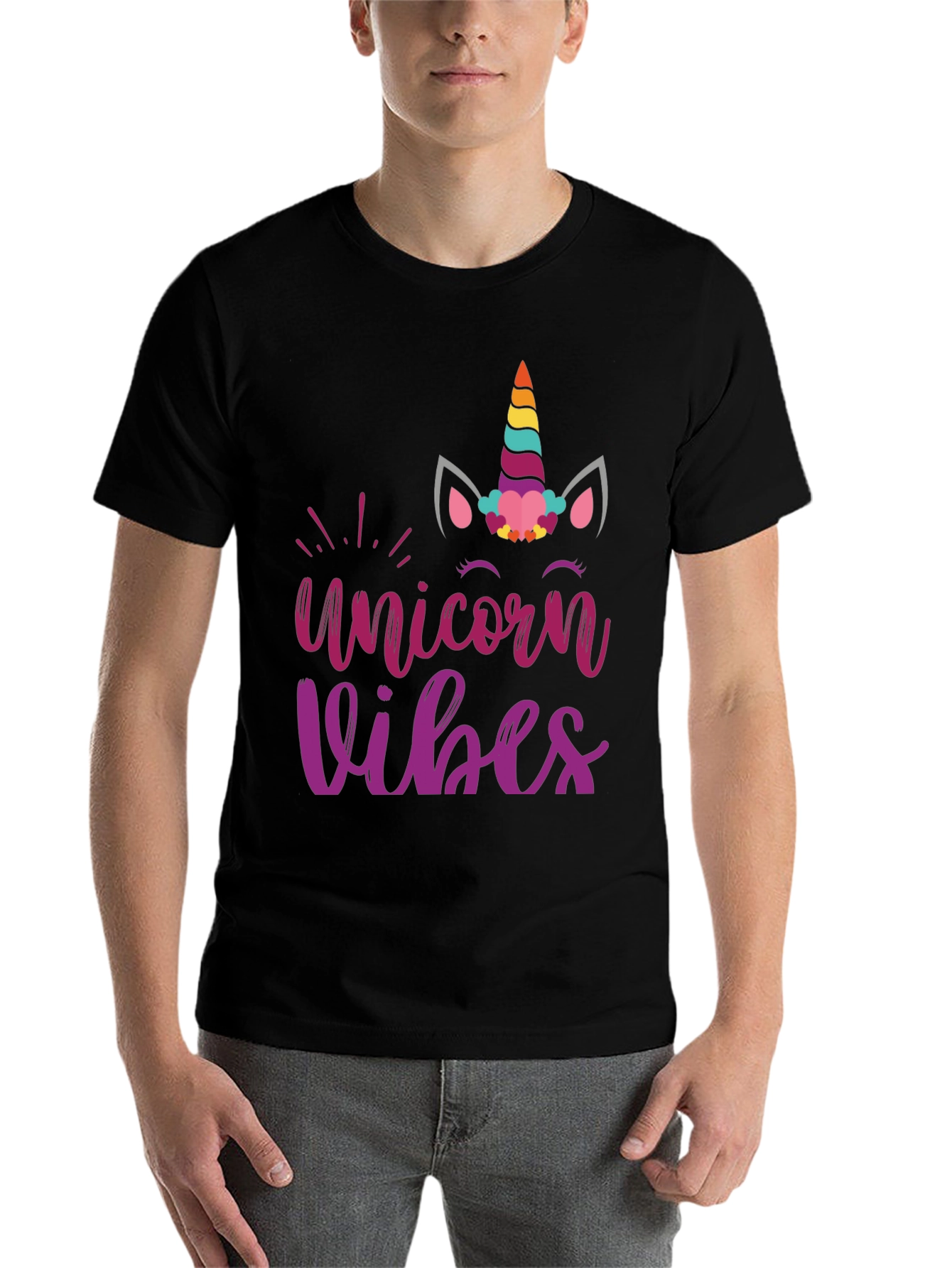 Black Unicorn Vibes Graphic T-Shirt view 7