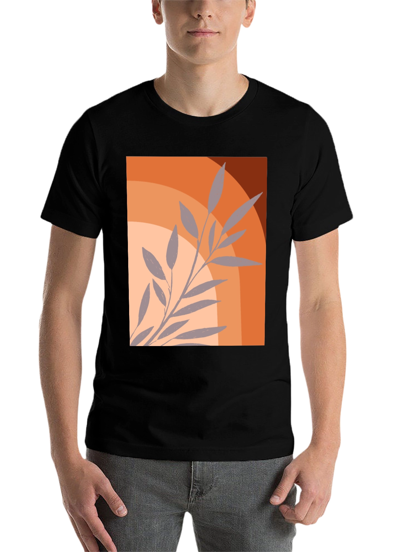 Black Botanical Graphic Tee - Modern Plant Design view 7