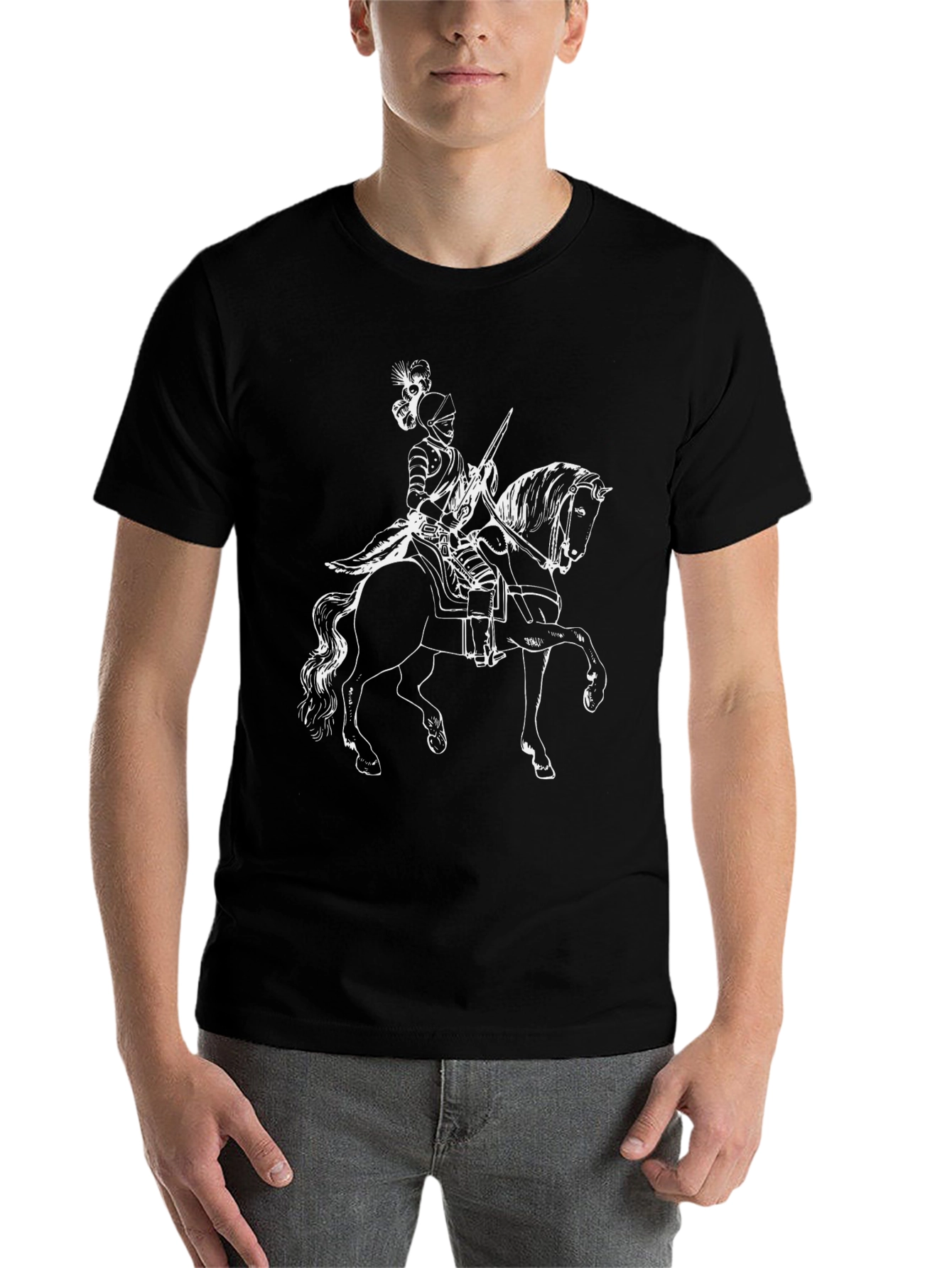 Black Knight on Horse T-Shirt - Black view 7