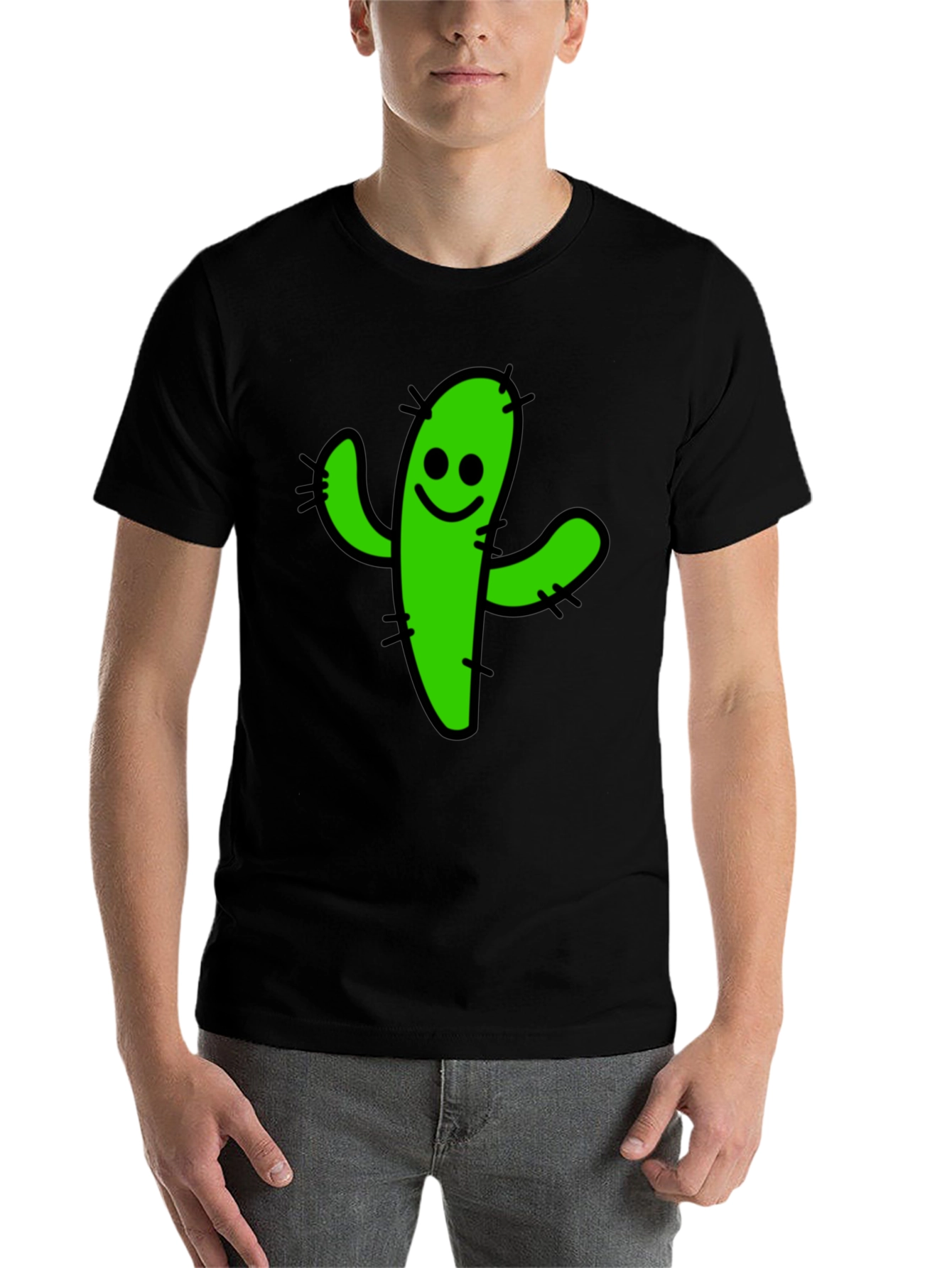 Black Funny Cactus Graphic T-Shirt - Black Cotton Tee view 7