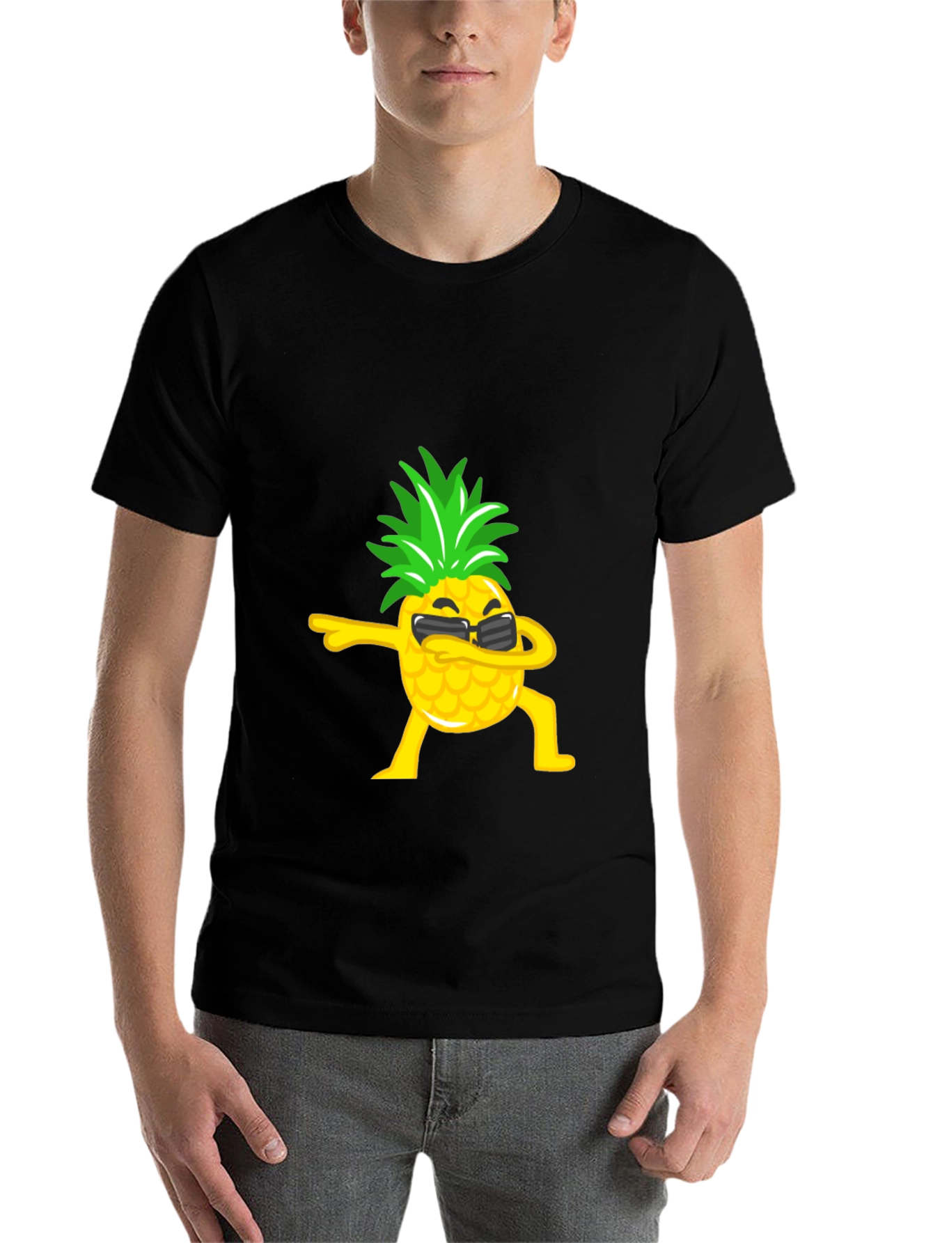 Black Dabbing Pineapple Graphic Tee - Black T-Shirt view 7