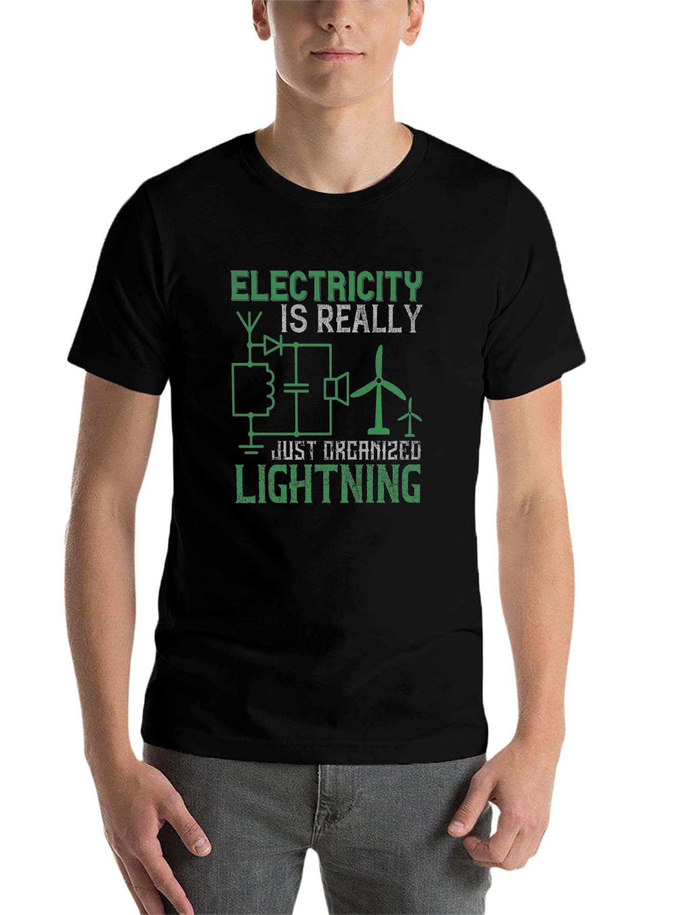 Black Electricity is Really Just Organized Lightning T-Shirt view 7