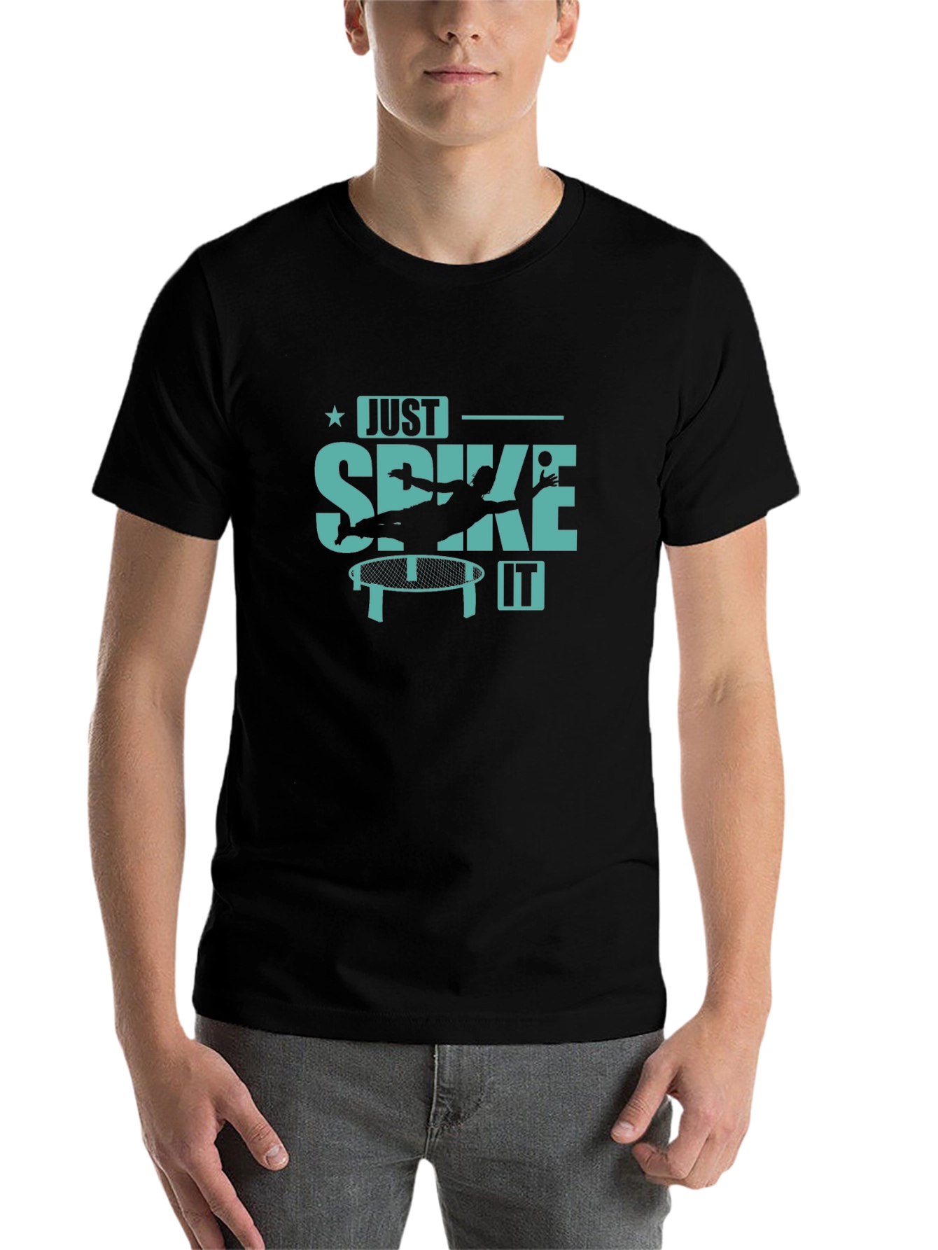 Black Just Spike It T-Shirt - Sporty Roundnet Design view 7
