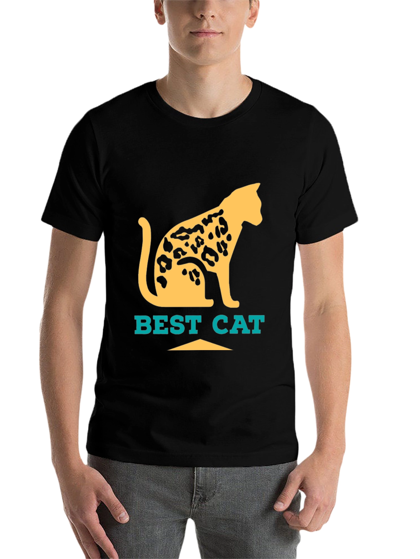 Black Best Cat Leopard Print T-Shirt - Cool Graphic Tee view 7