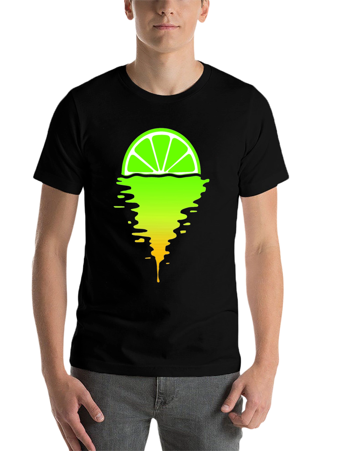 Black Melting Lime Graphic T-Shirt - Stylish Men's Tee view 7