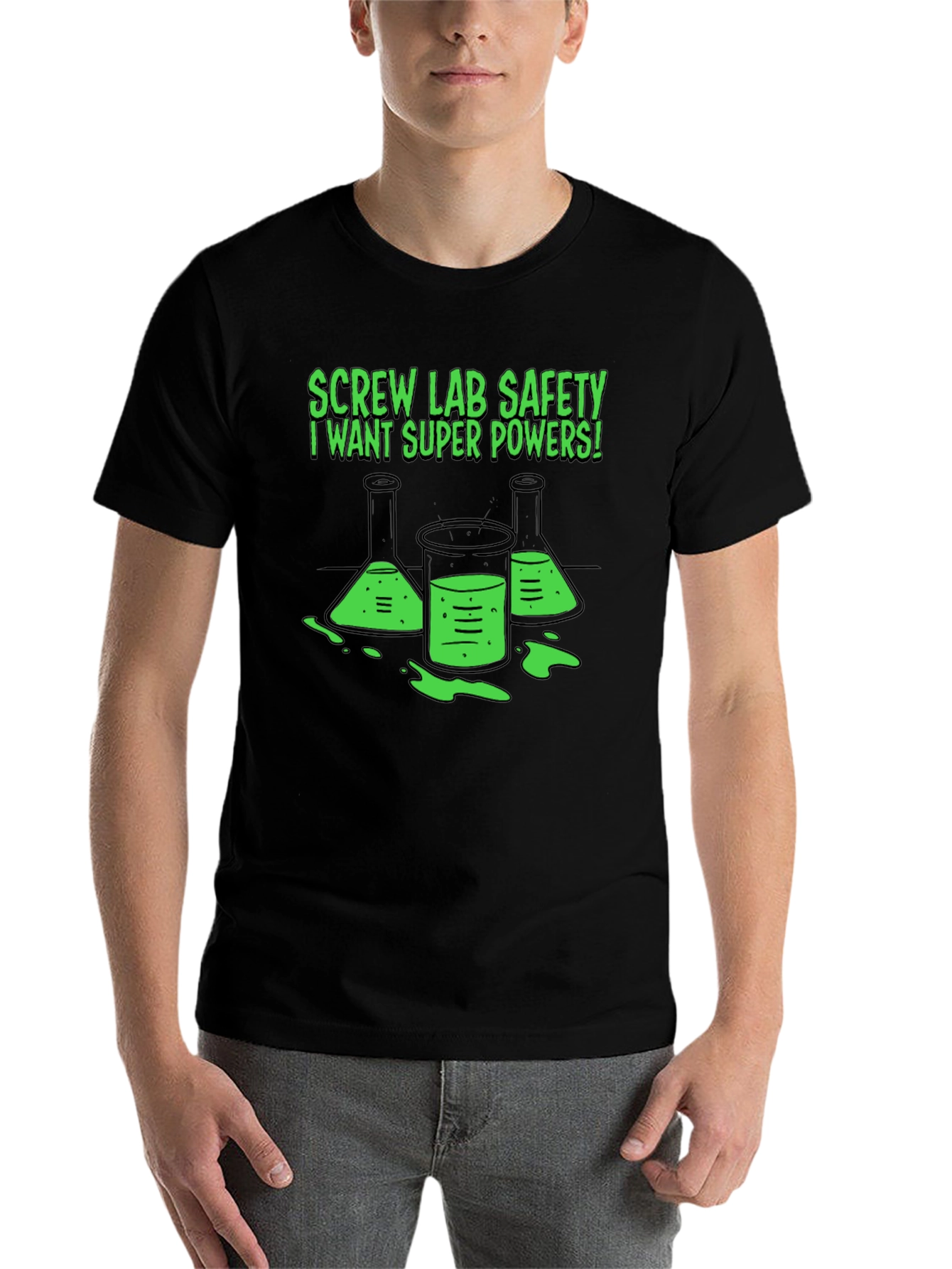 Black Screw Lab Safety T-Shirt - I Want Super Powers! view 7