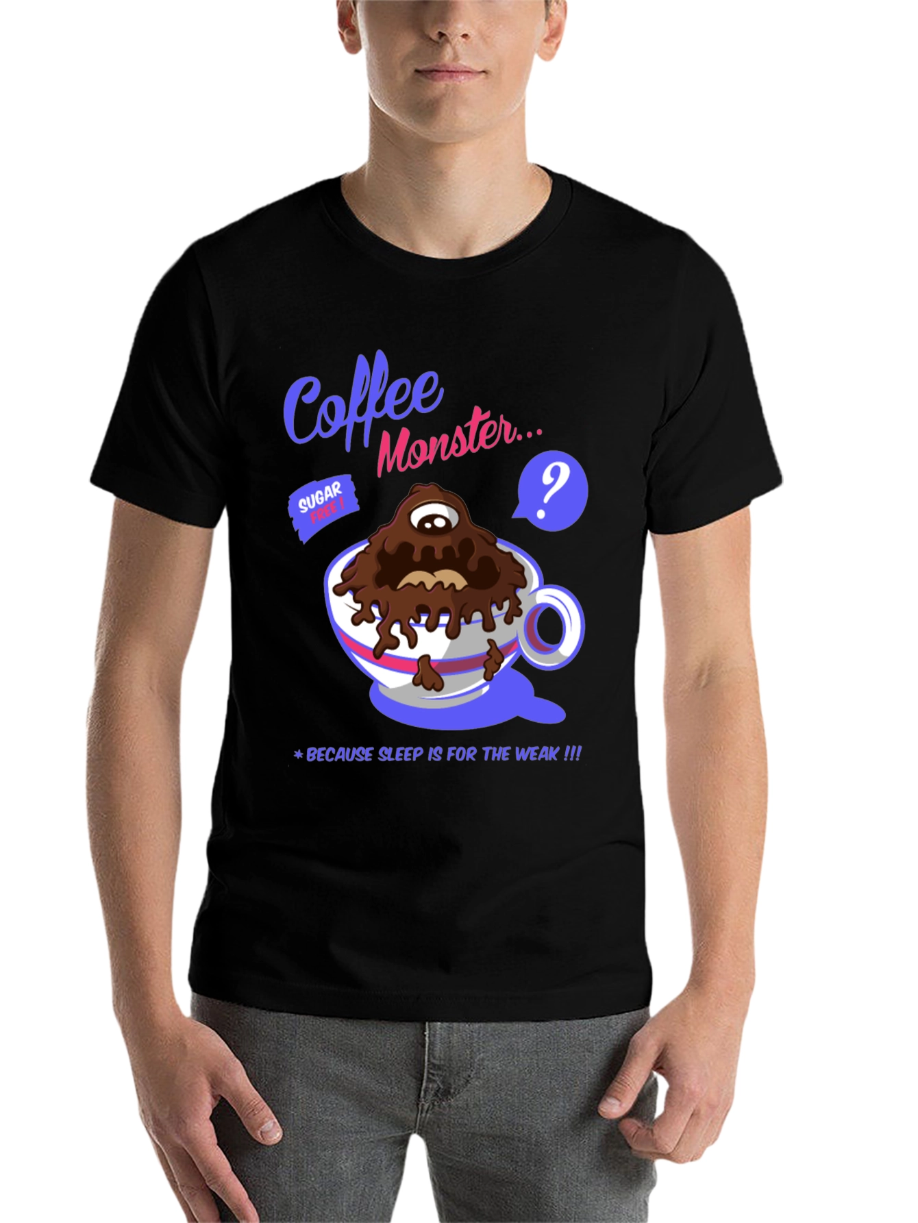 Black Coffee Monster Graphic T-Shirt - Sleep is for the Weak! view 7