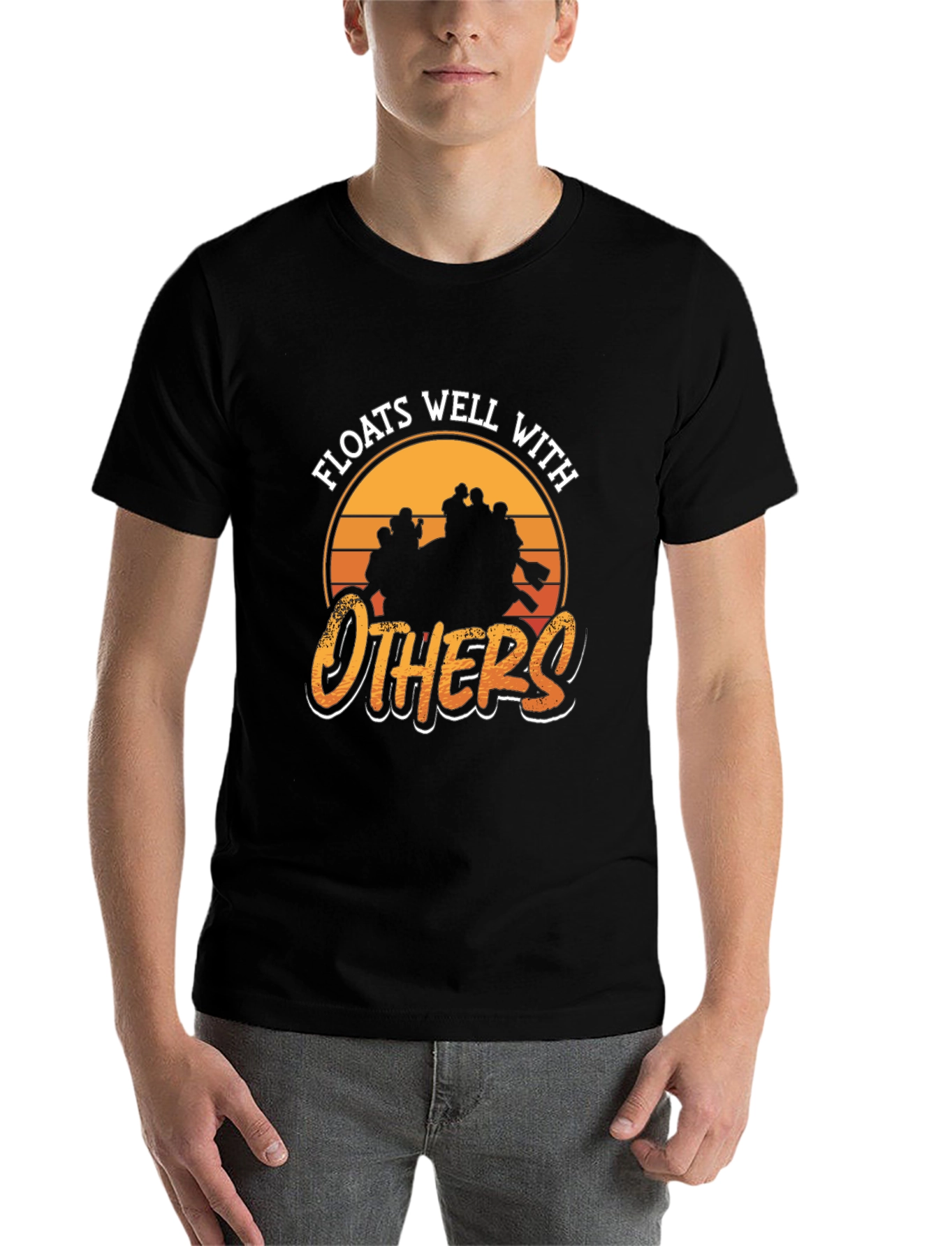 Black Floats Well With Others Rafting T-Shirt view 7