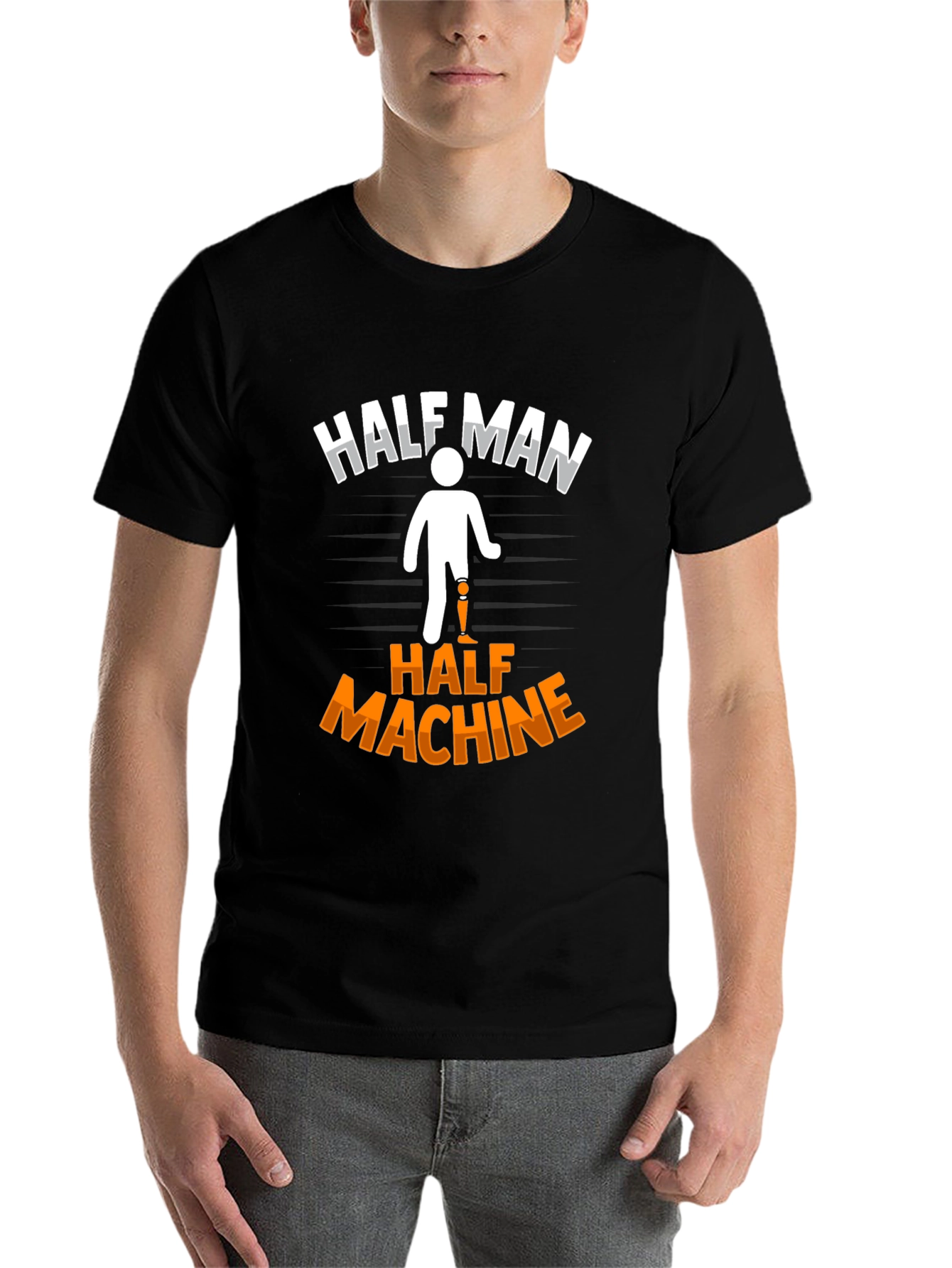 Black Half Man Half Machine Graphic Tee view 7