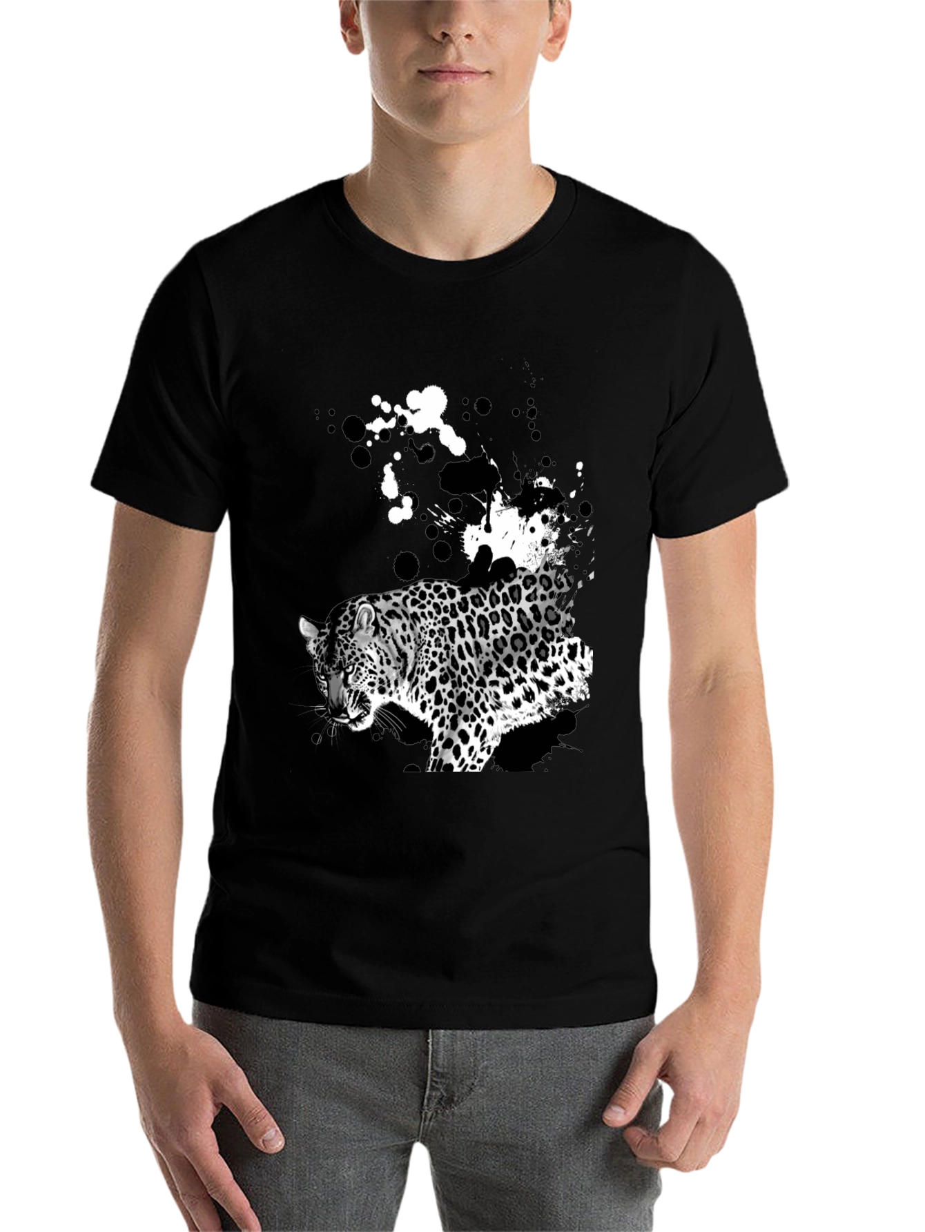 Black Leopard Print Graphic Tee view 7