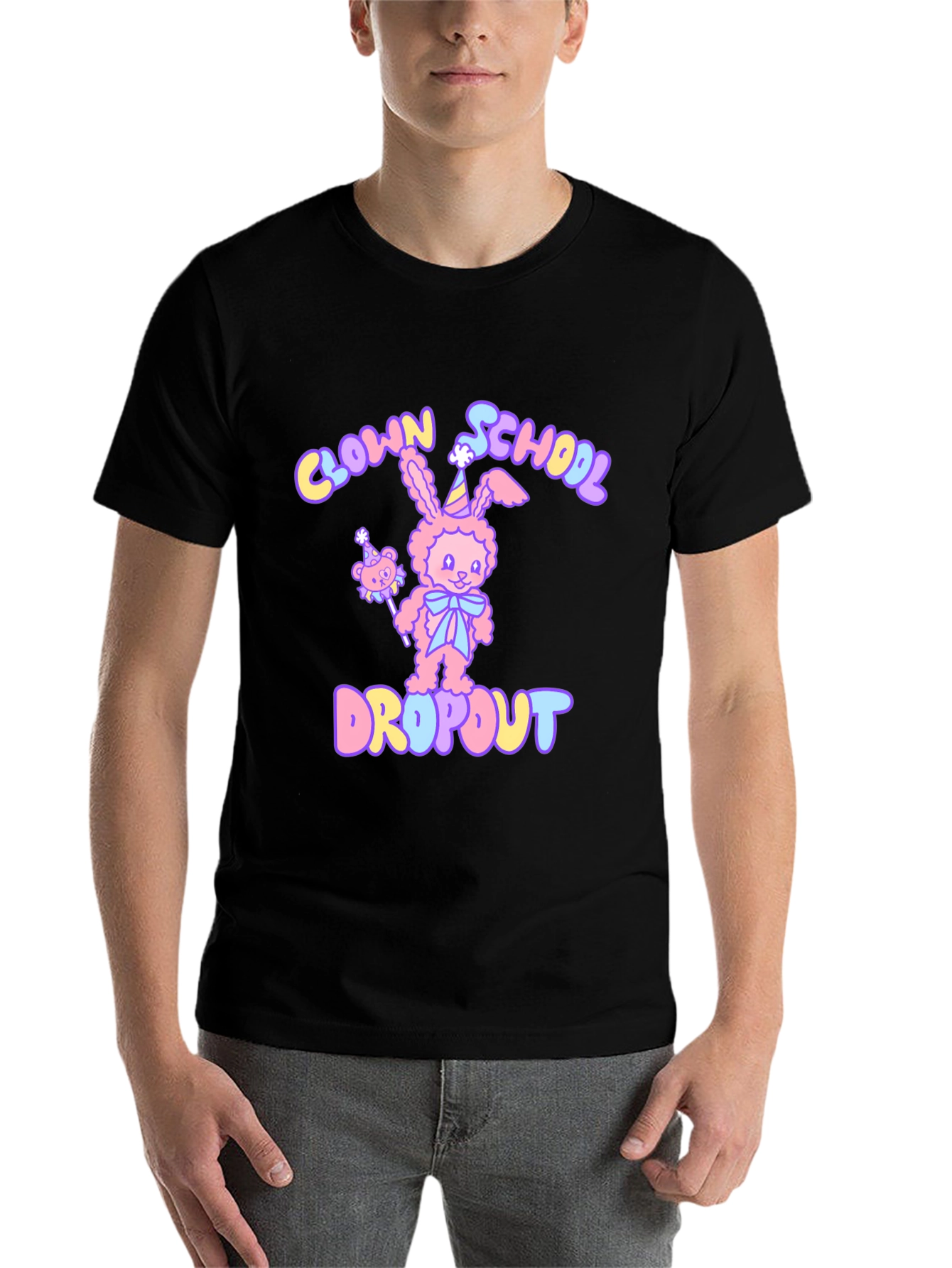Black Clown School Dropout Graphic T-Shirt view 7