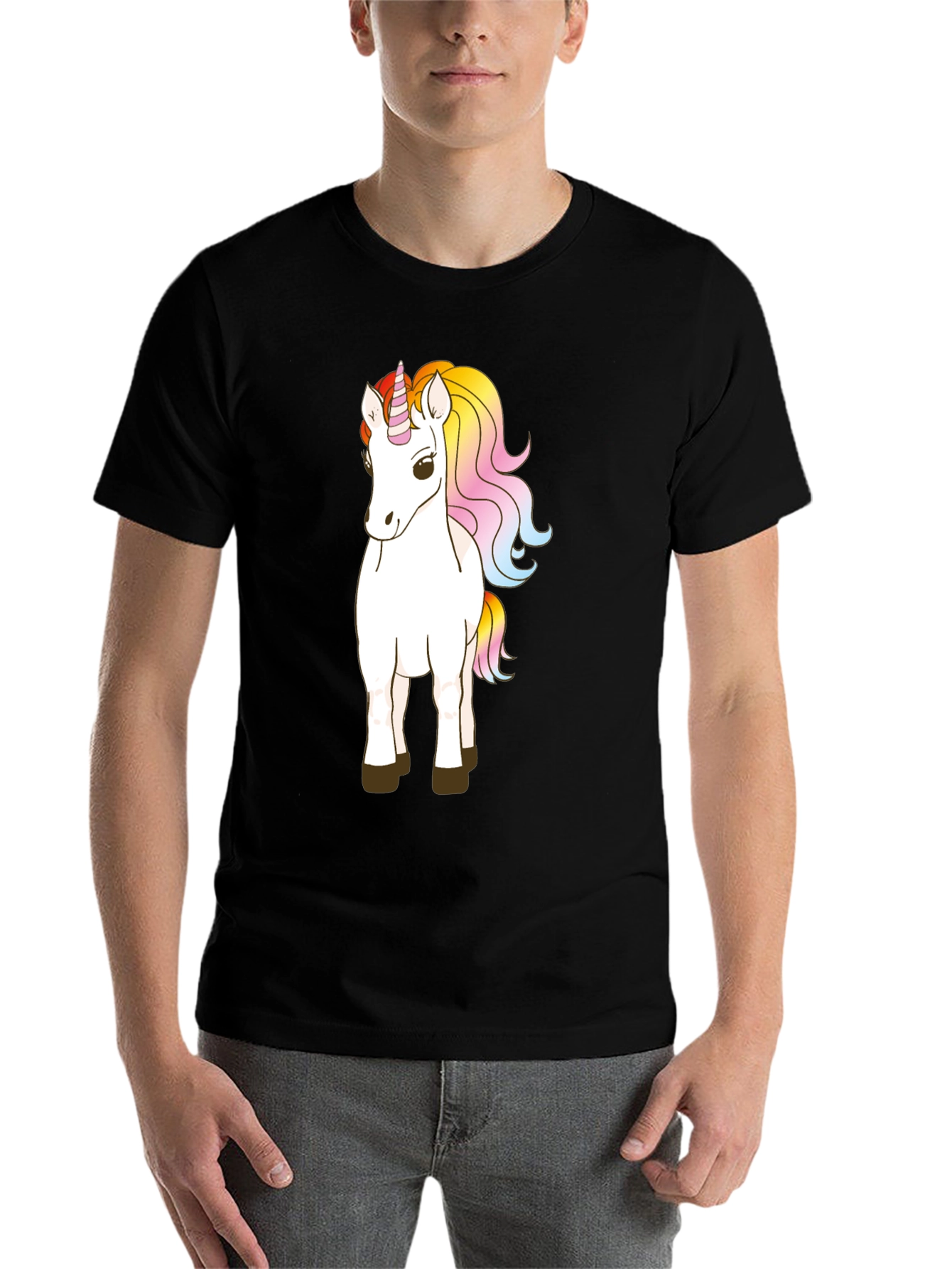 Black Unicorn Graphic Tee - Black Cotton Blend Comfort view 7