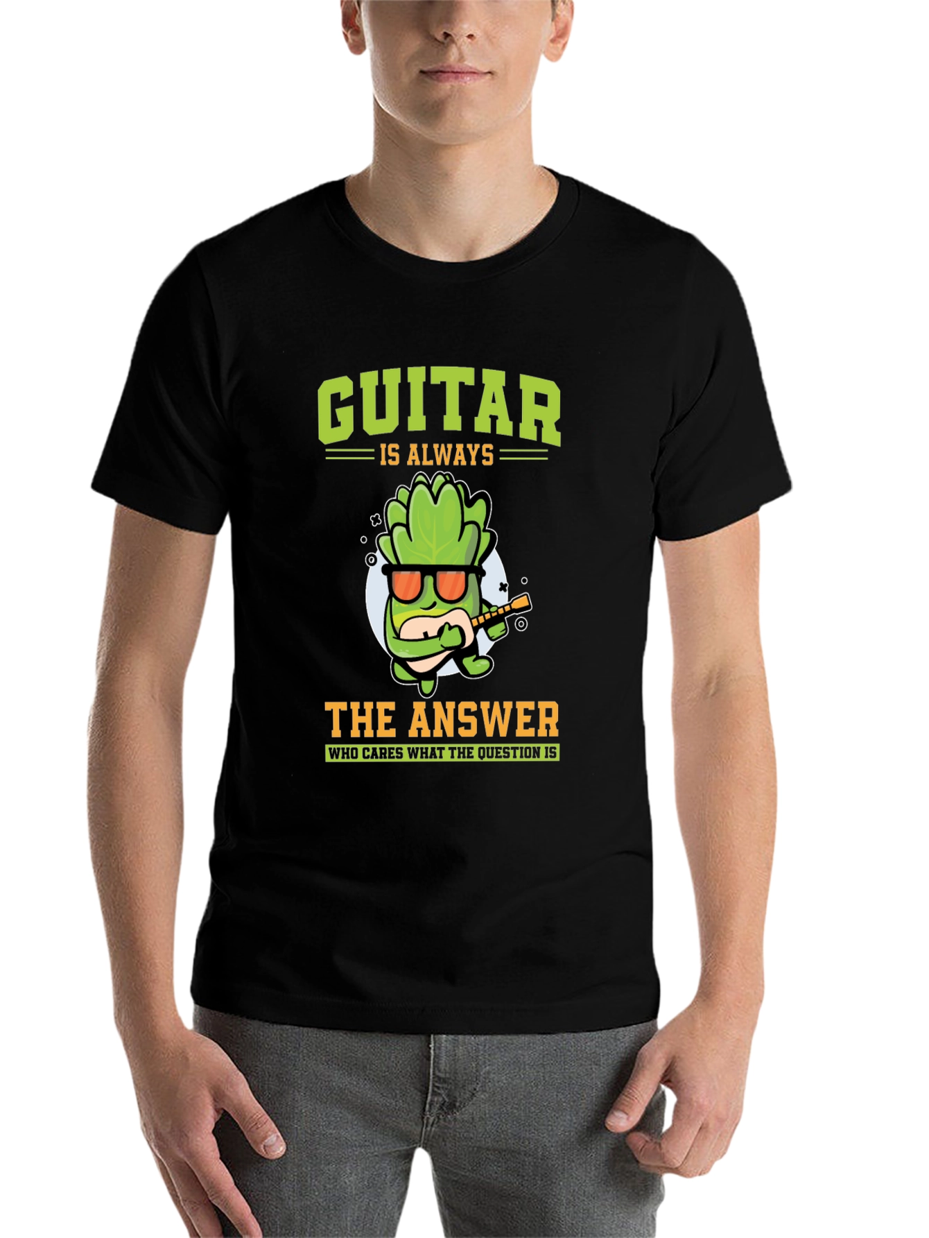 Black Guitar Is Always The Answer Graphic T-Shirt view 7