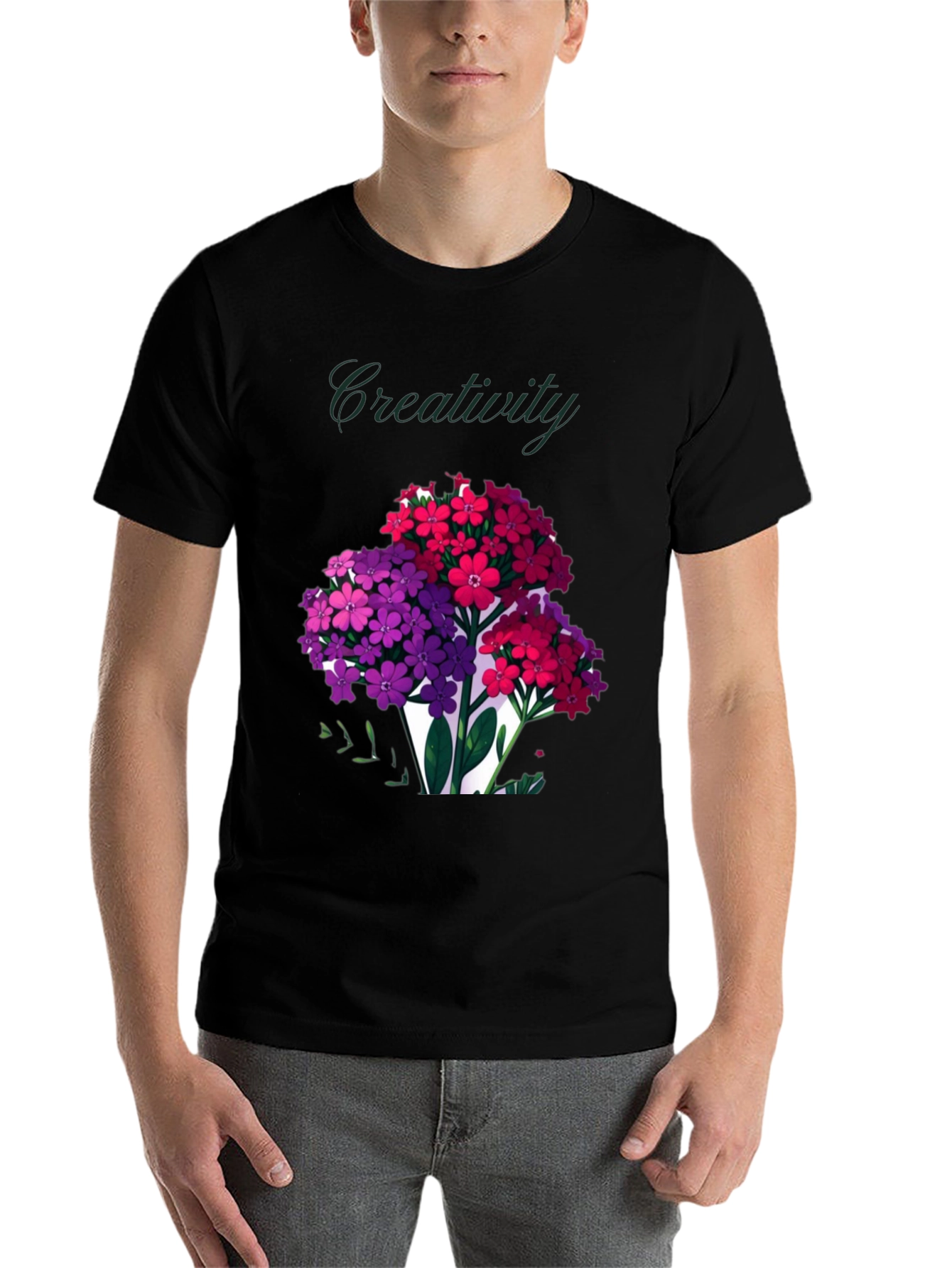 Black Creativity Blooms Graphic T-Shirt view 7