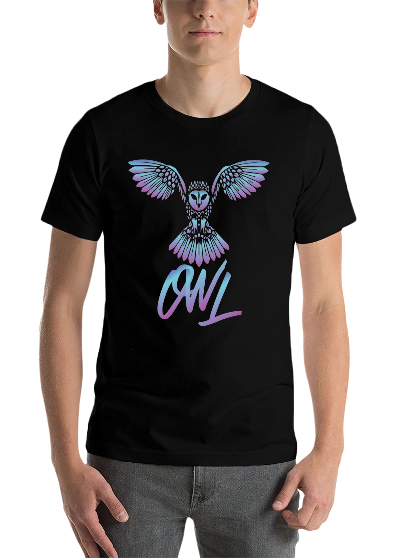 Black Owl Graphic T-Shirt - Stylish Crew Neck Tee view 7