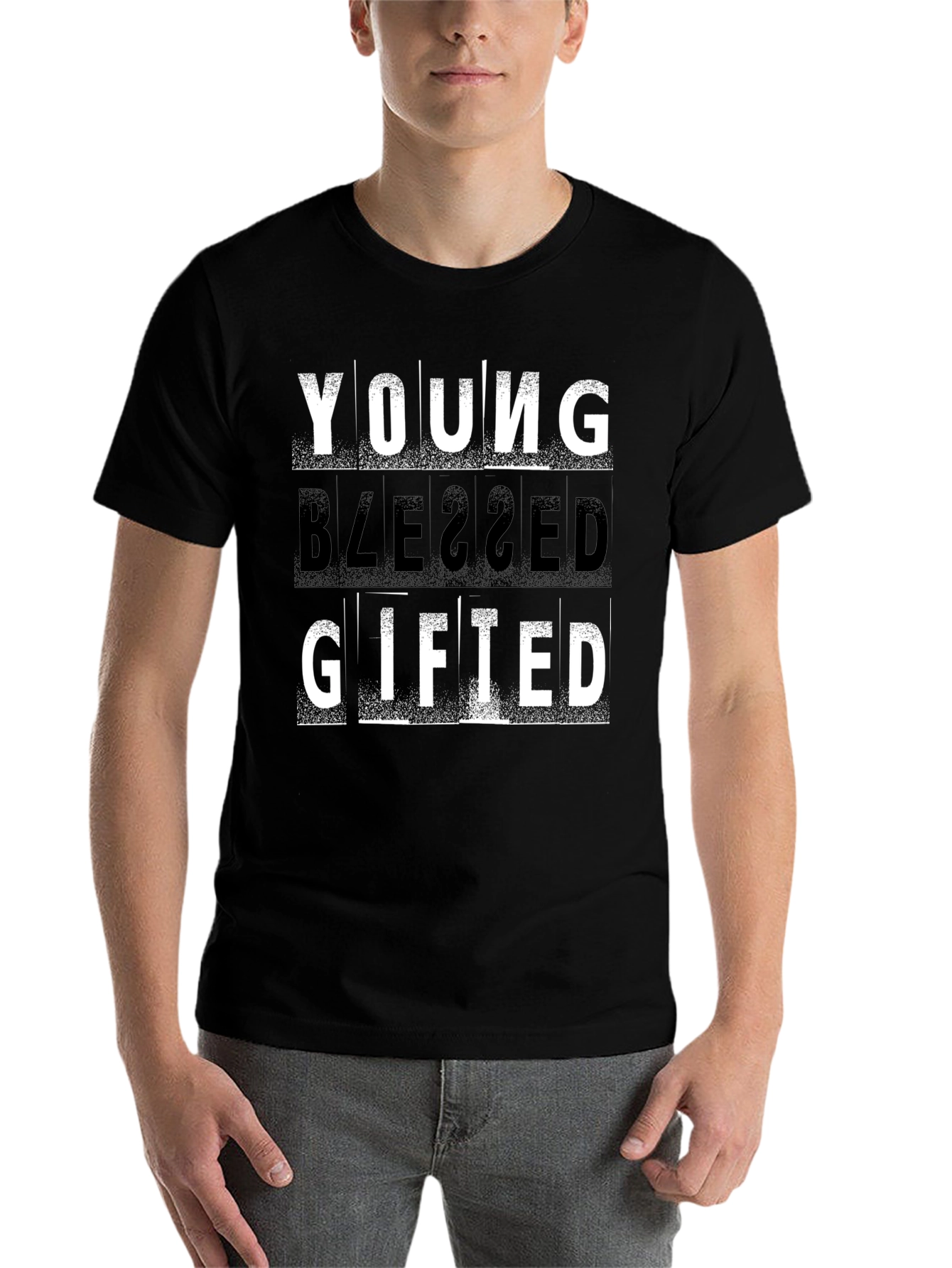 Black Young Blessed Gifted T-Shirt view 7