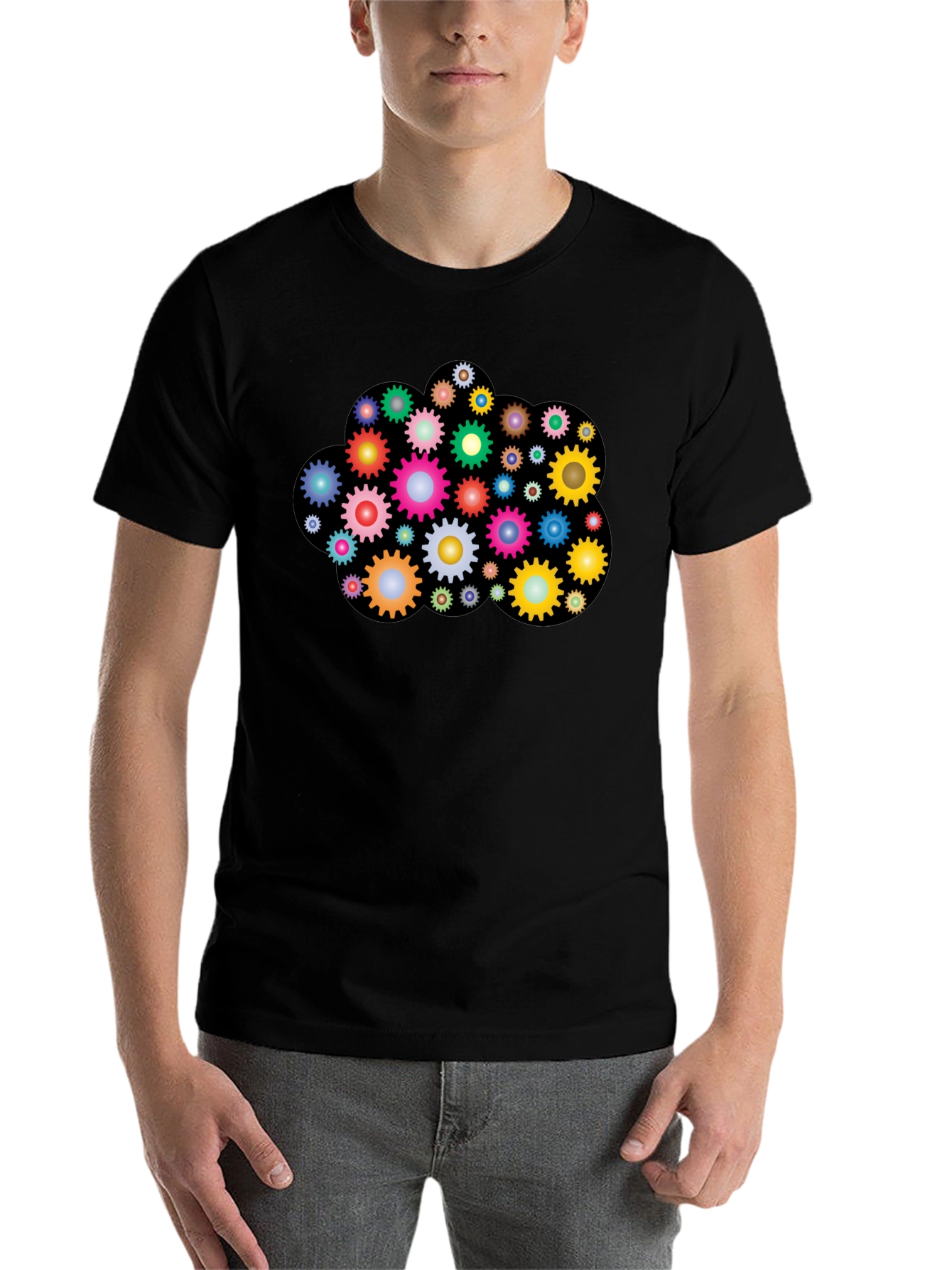 Black Gear Cloud Graphic T-Shirt - Black view 7