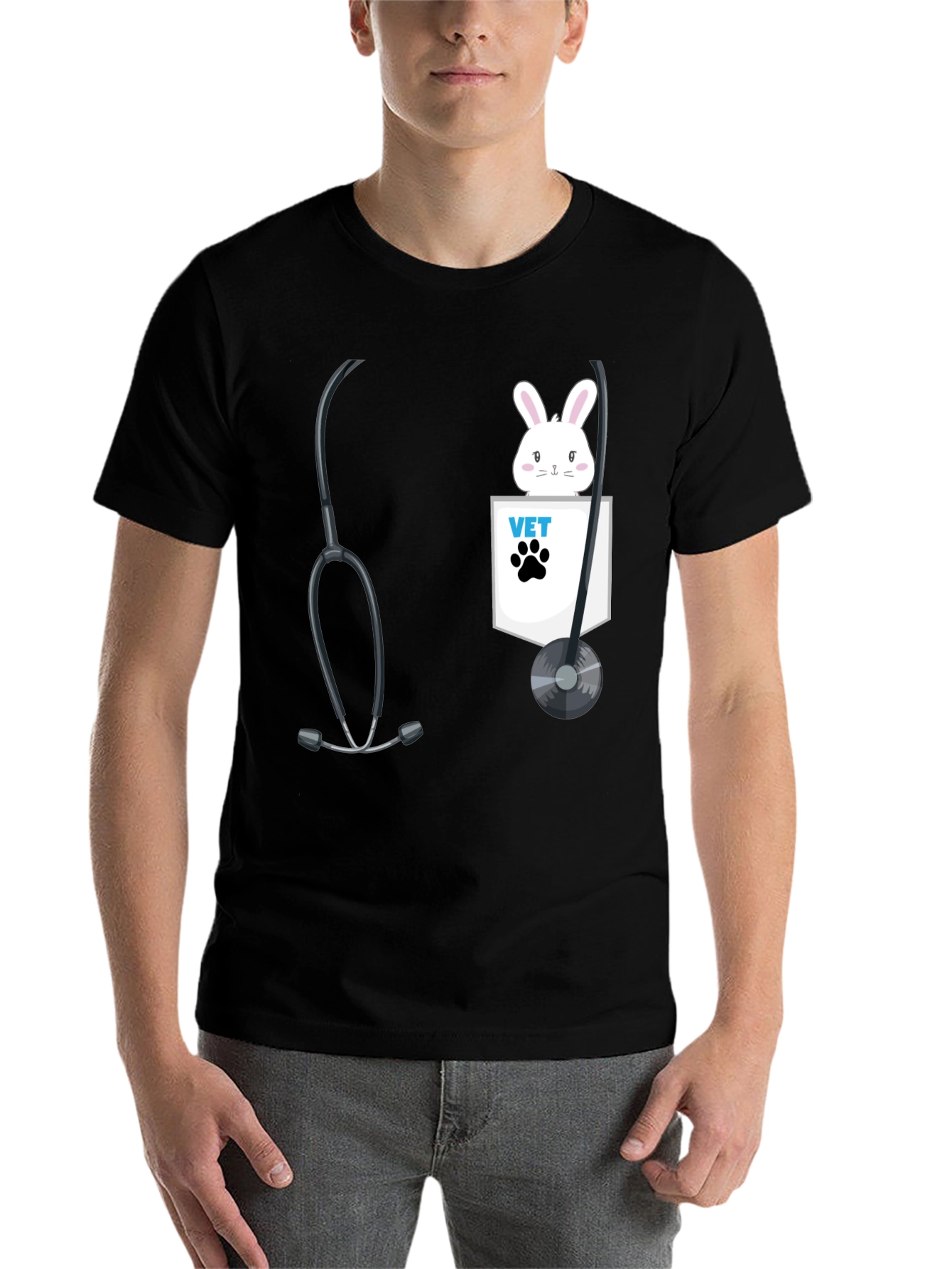 Black Vet Bunny Pocket T-Shirt view 7