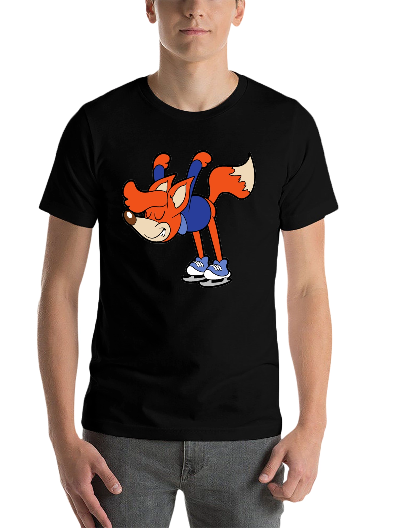 Black Skating Fox Graphic T-Shirt view 7