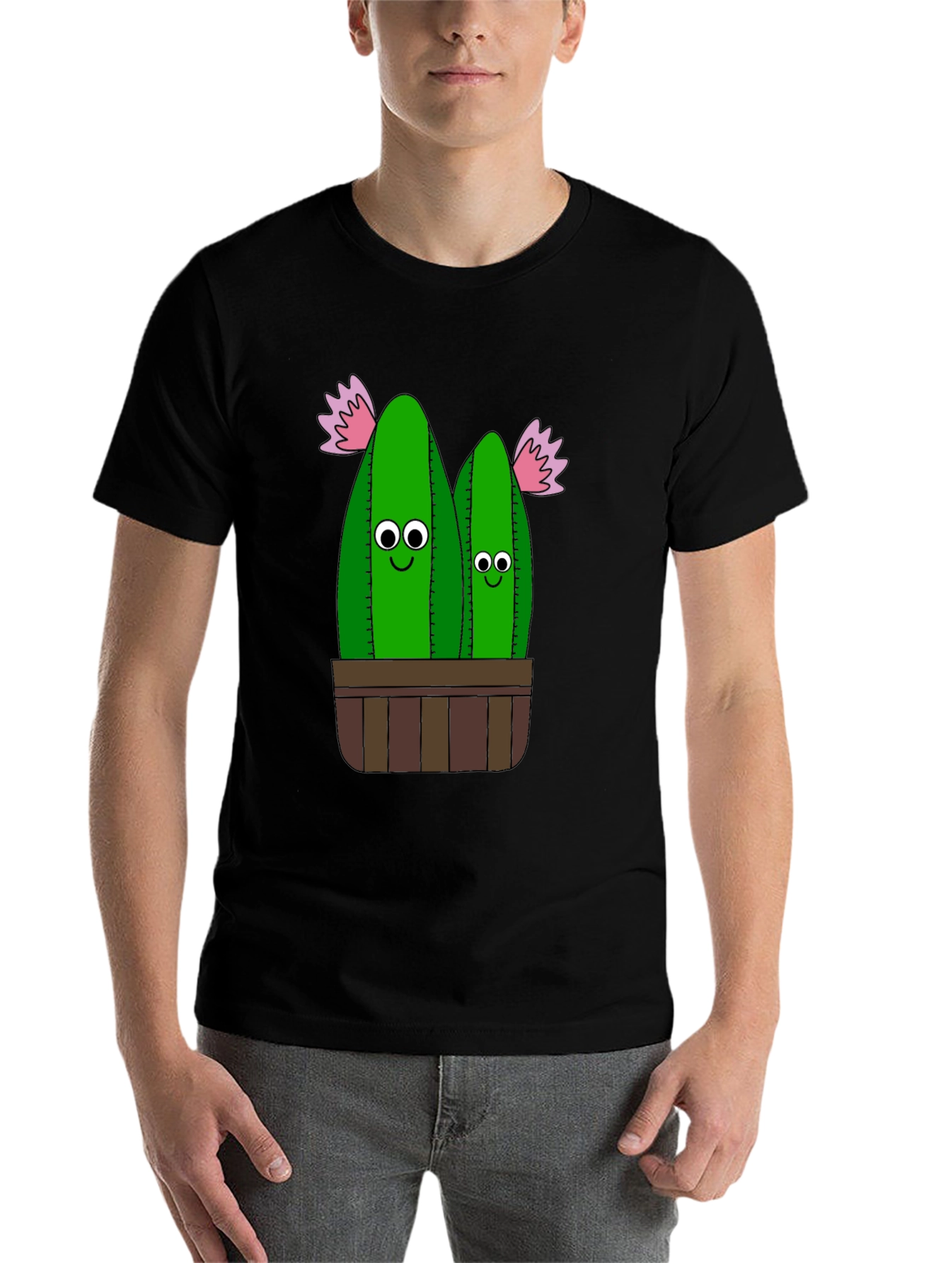 Black Funny Cactus Plant Graphic T-Shirt view 7