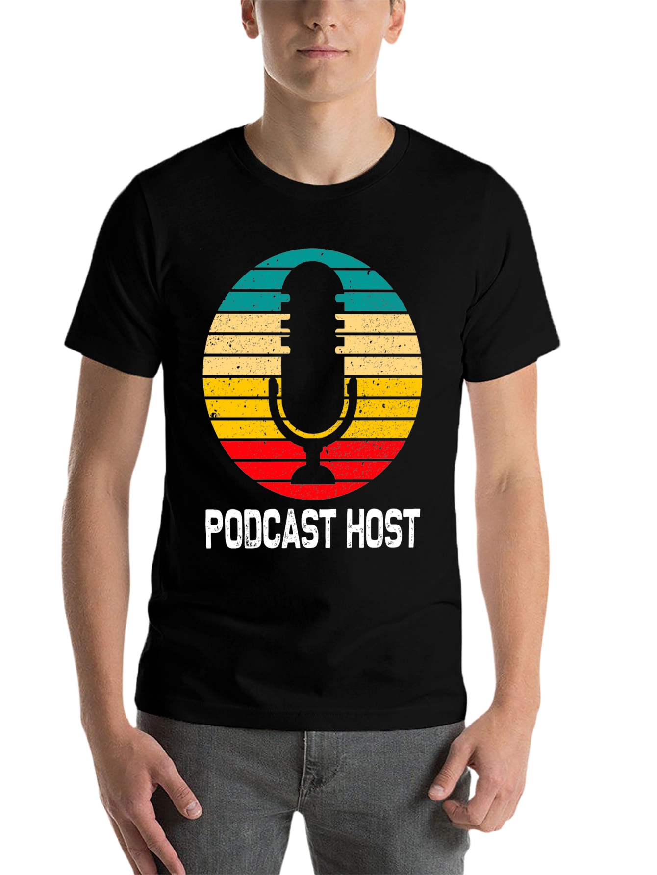 Black Podcast Host Retro T-Shirt view 7