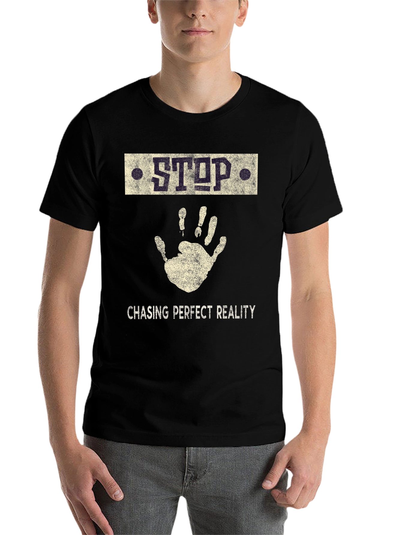Black Stop Chasing Reality Graphic Tee view 7