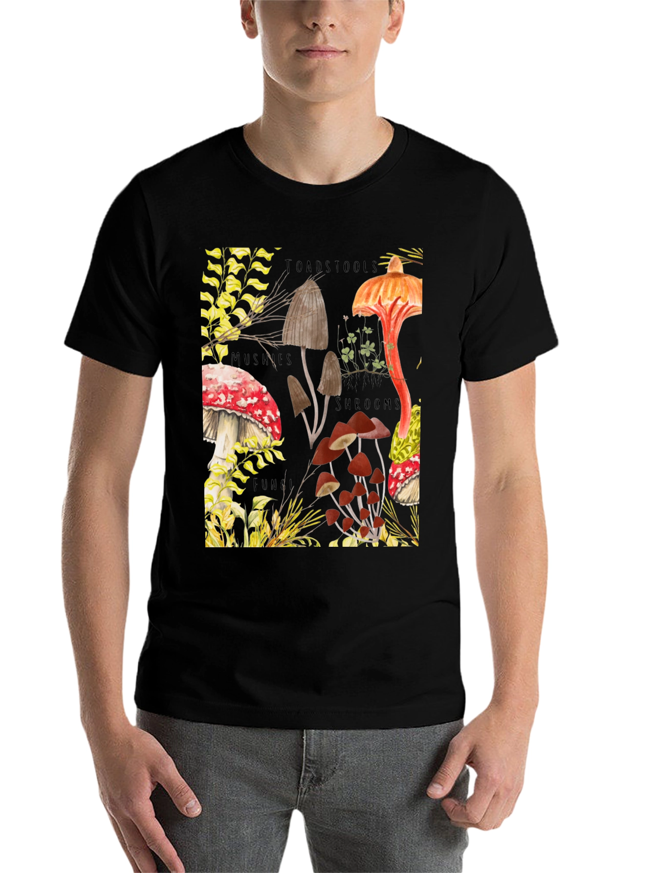Black Mushroom Print T-Shirt - Fun Guy Apparel view 7