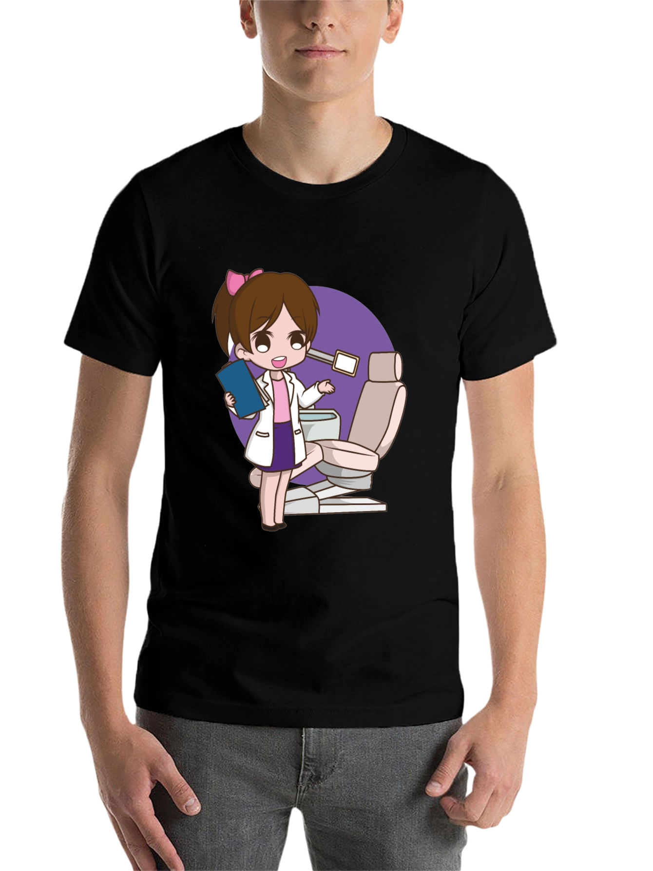 Black Dentist Cartoon Graphic T-Shirt view 7