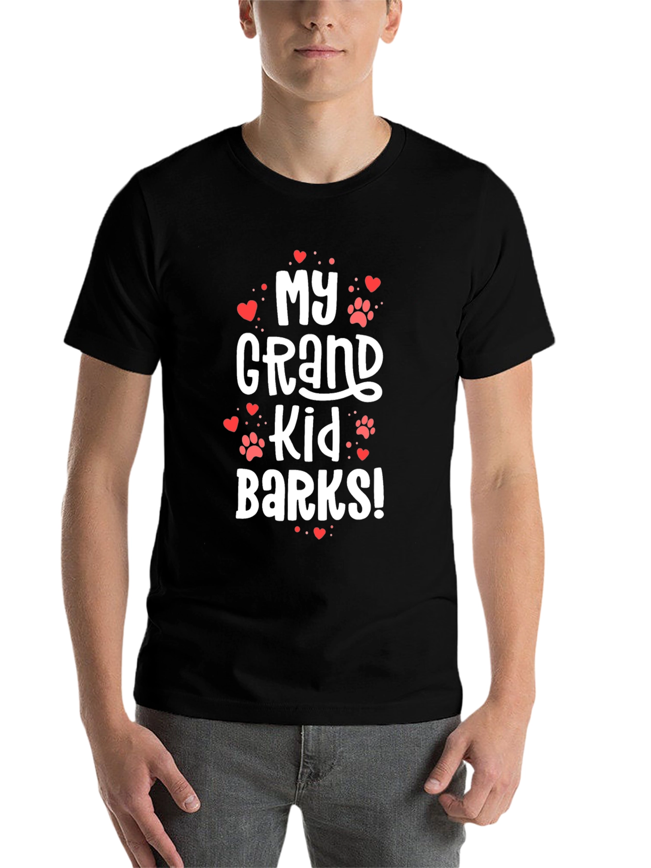 Black My Grand Kid Barks! Novelty Graphic Tee view 7