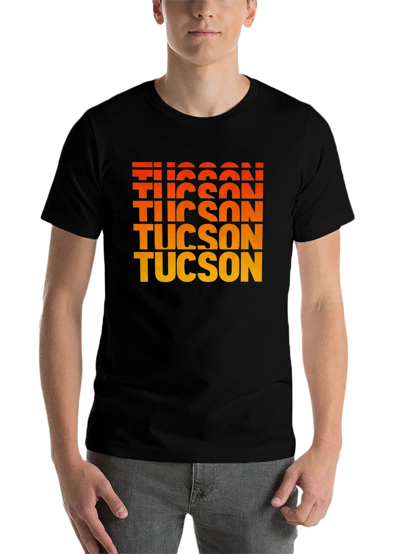 Black Tucson Gradient Text Graphic Tee - Retro Style view 7