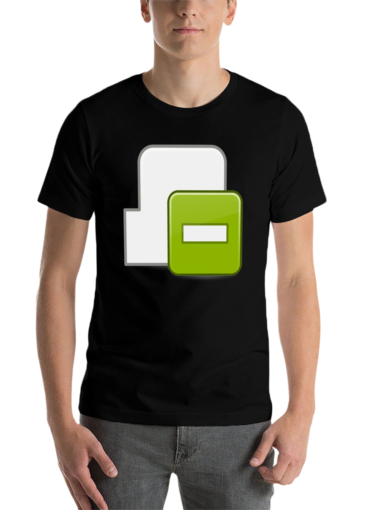 Black Black T-Shirt with Minus Sign Icon view 7
