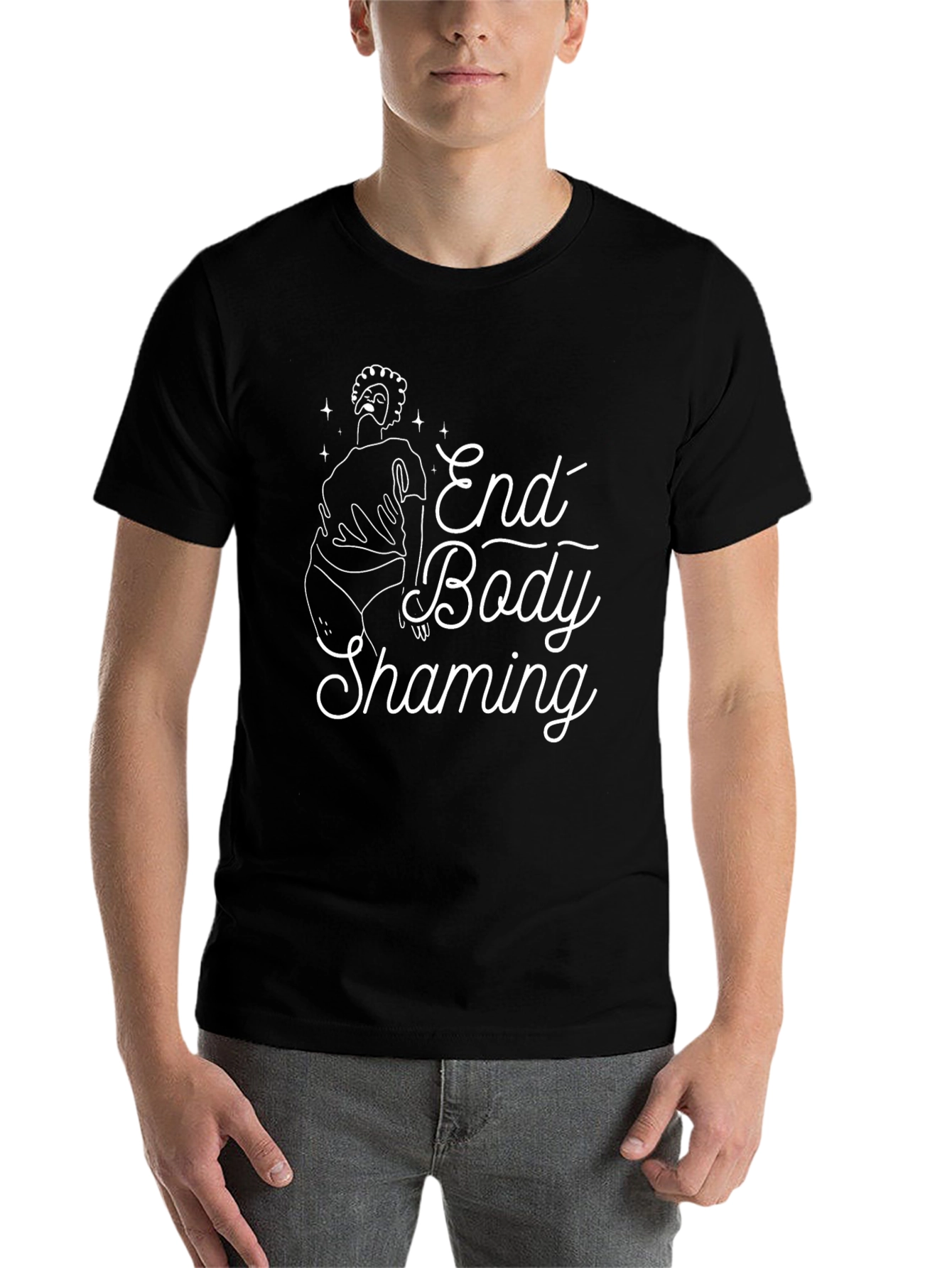 Black End Body Shaming Graphic Tee - Black view 7