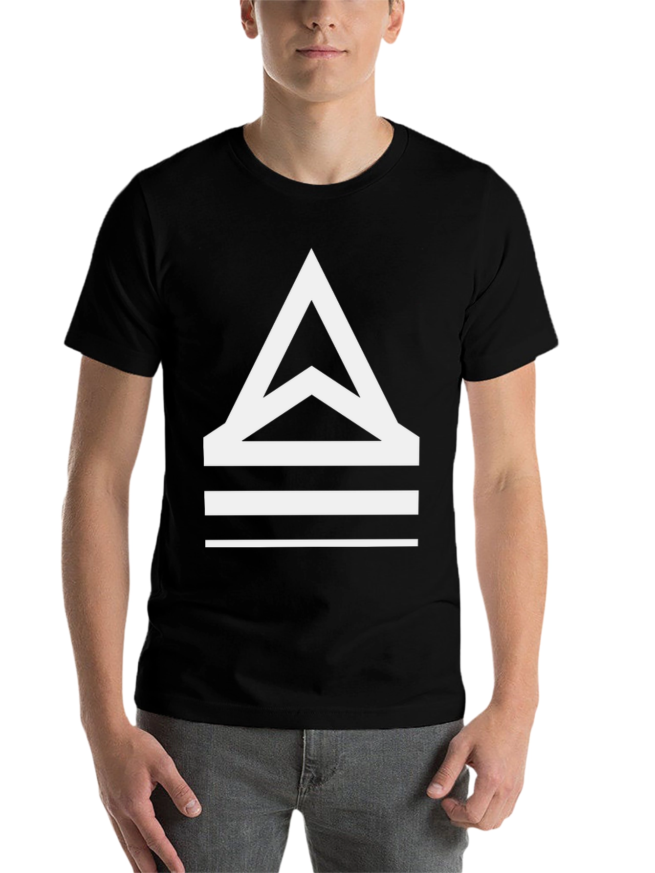 Black Modern Geometric Triangle Graphic Tee view 7