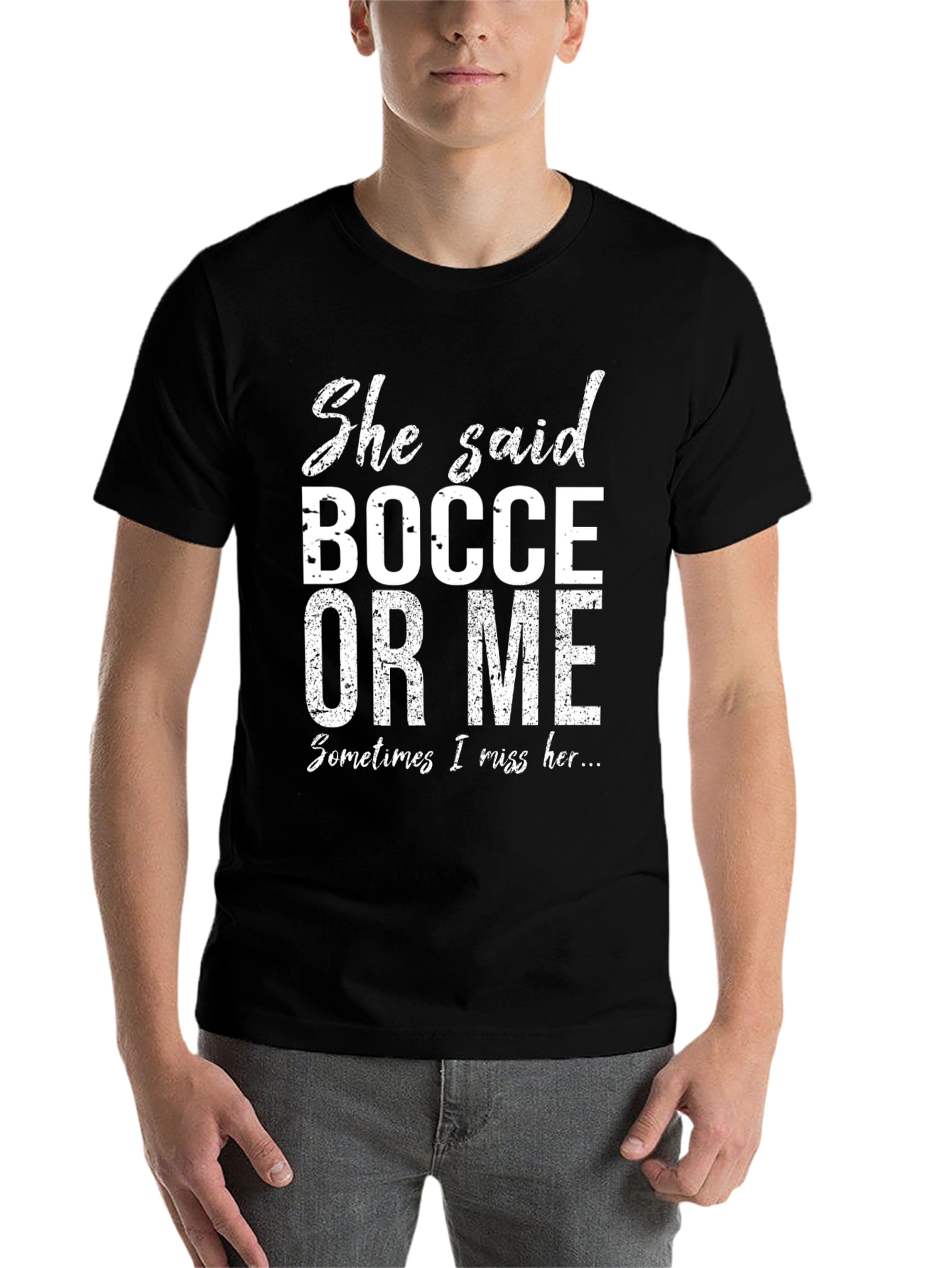 Black Bocce Or Me Funny Graphic T-Shirt view 7