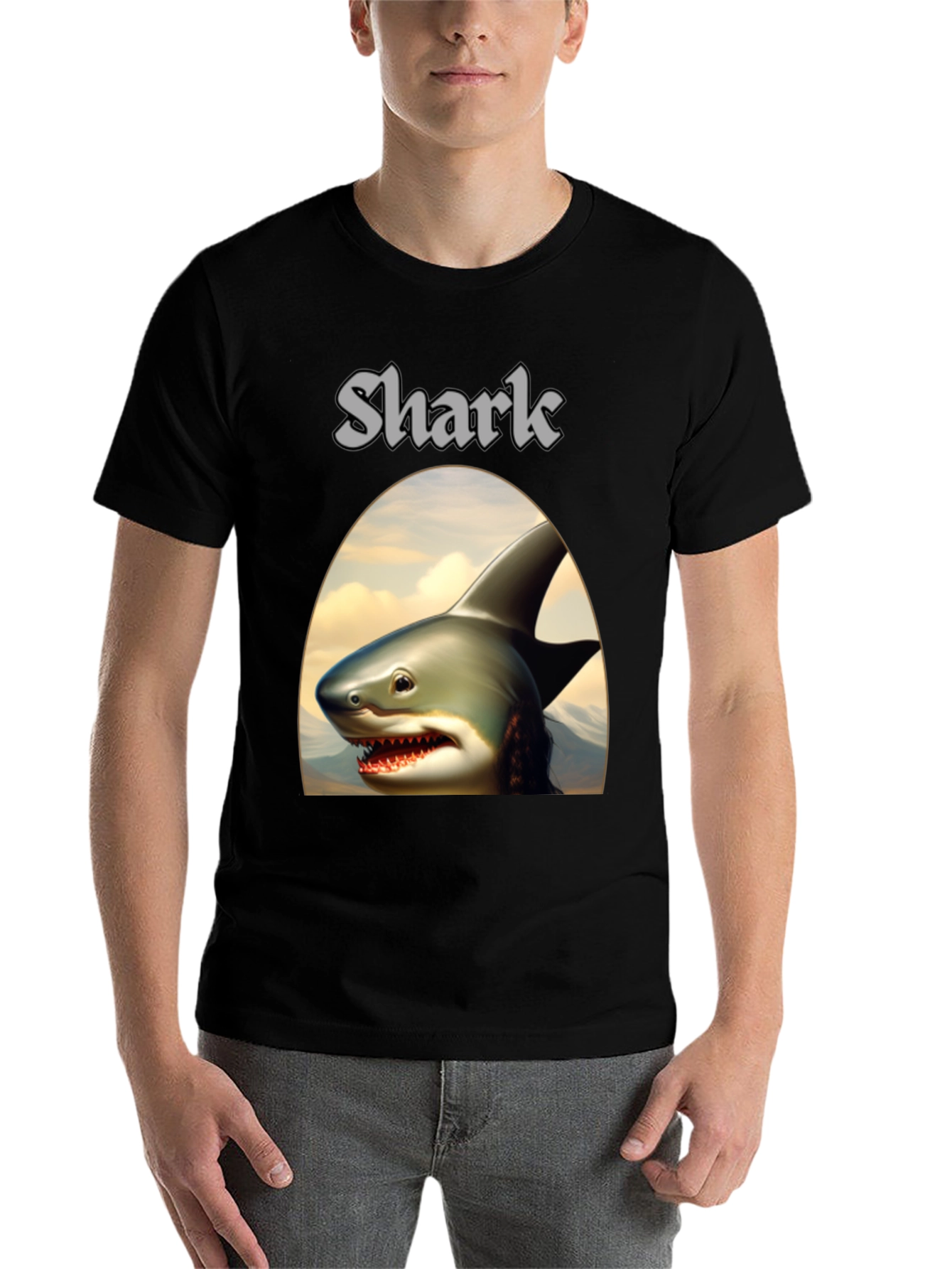 Black Shark Graphic Tee - Black Novelty T-Shirt view 7