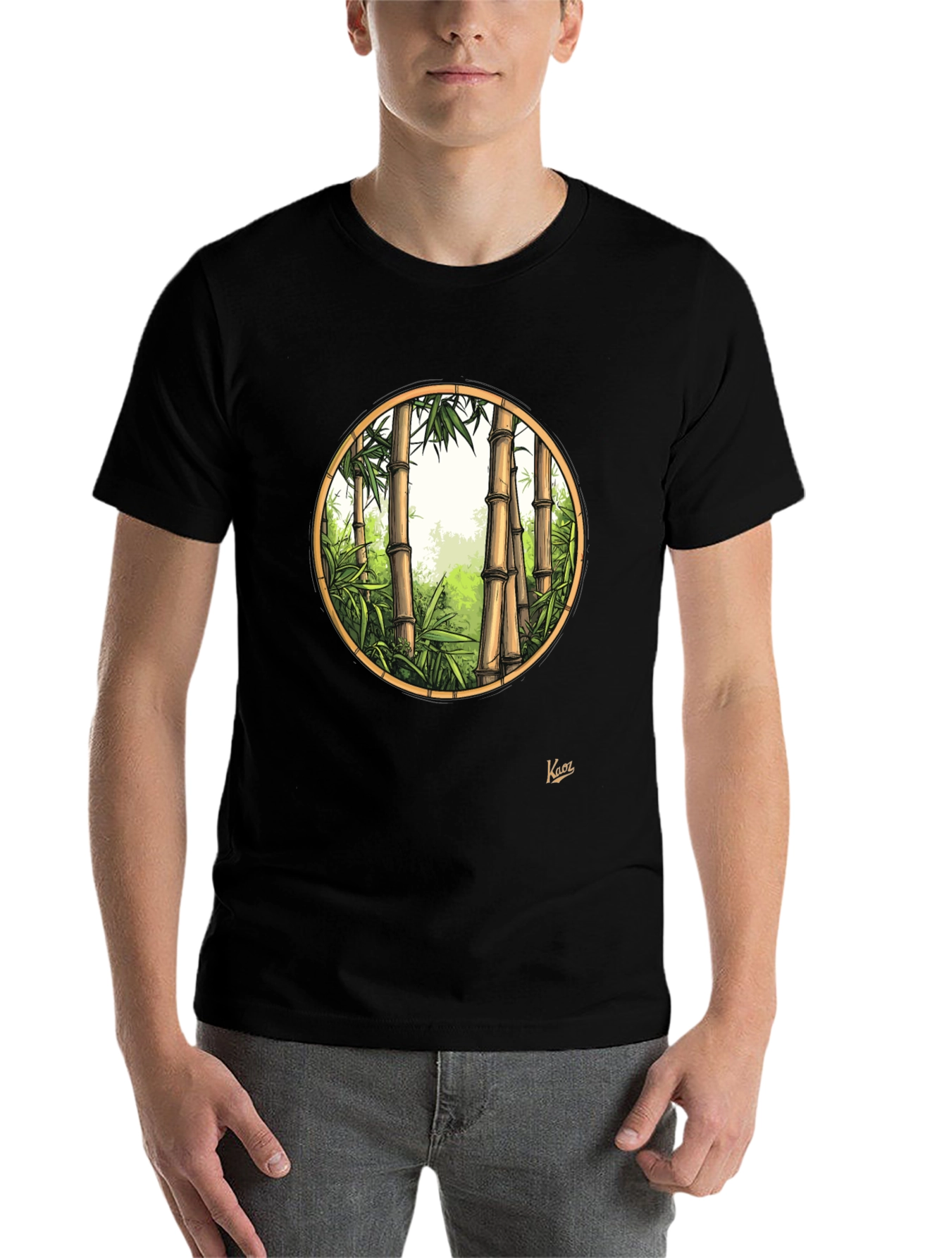 Black Bamboo Forest Graphic Tee - Nature Inspired Men's Shirt view 7