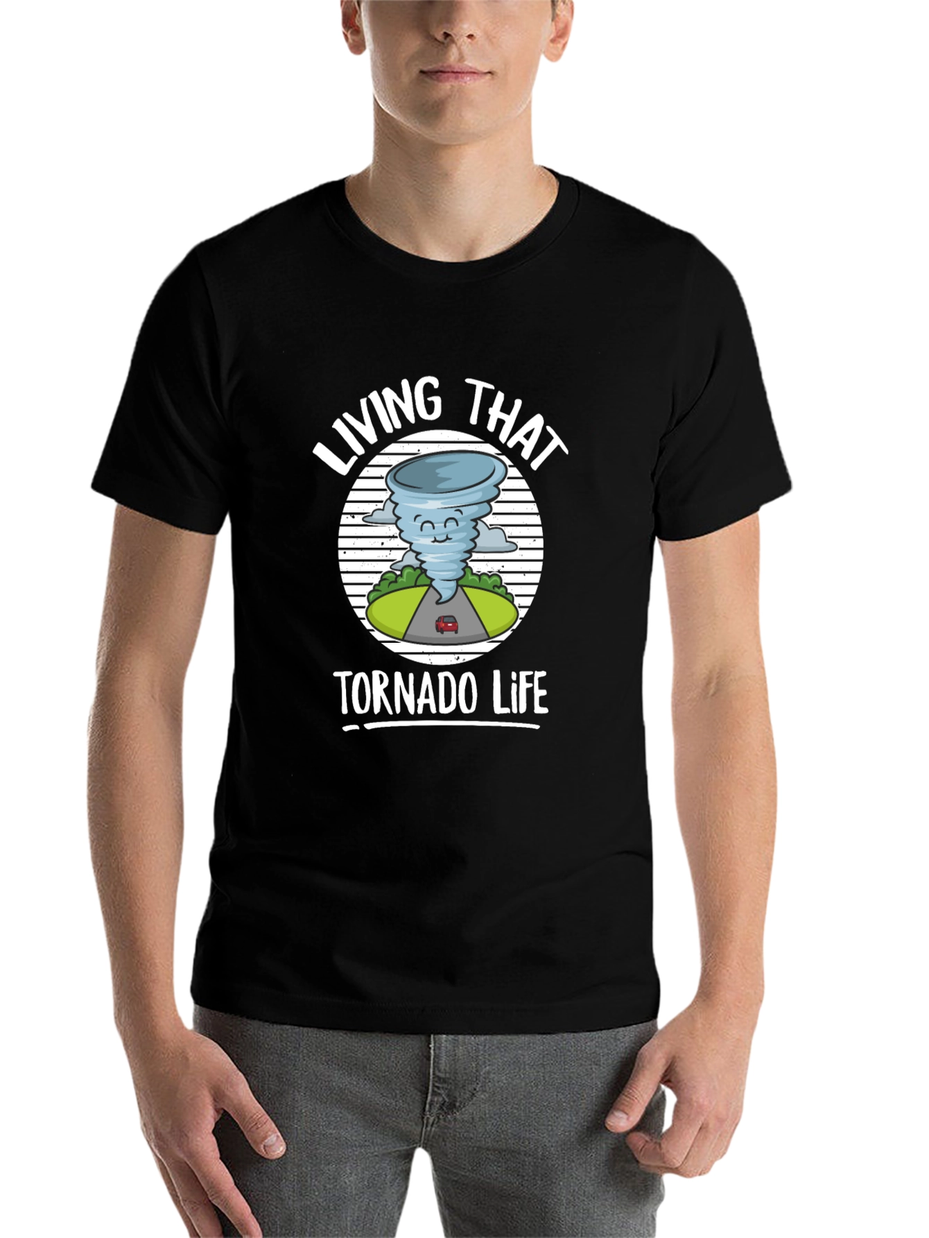 Black Living That Tornado Life Graphic T-Shirt view 7