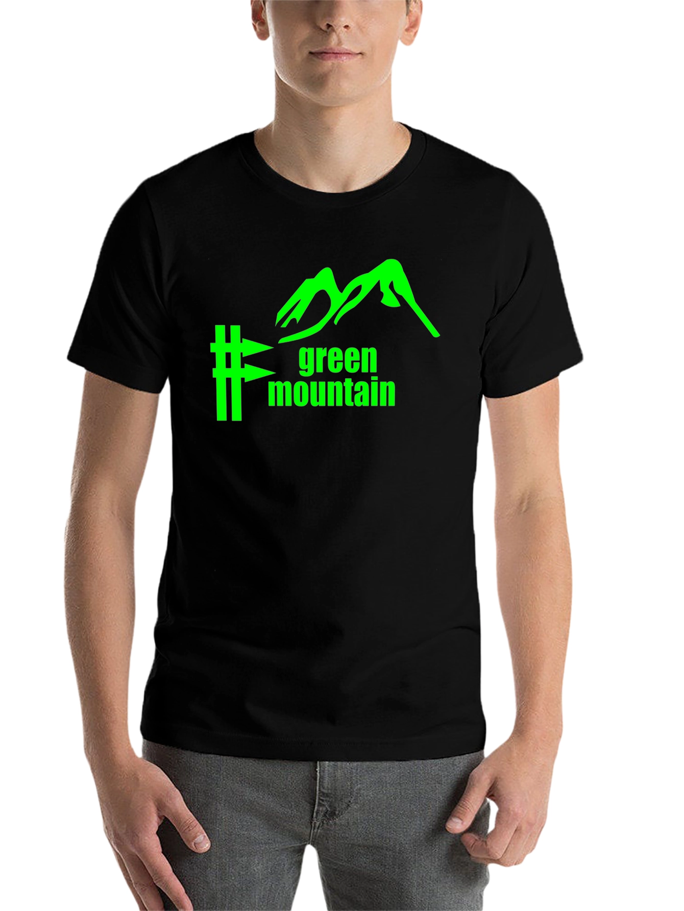 Black Green Mountain Graphic Tee - Black Cotton Blend view 7